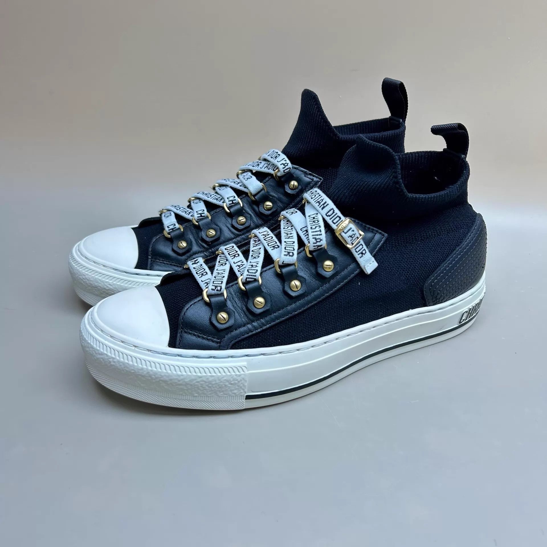 Dior Dior Black White Logo Lace-Up Sneakers 37 99 New Size US 6.5 / IT 36.5 - 1 Thumbnail