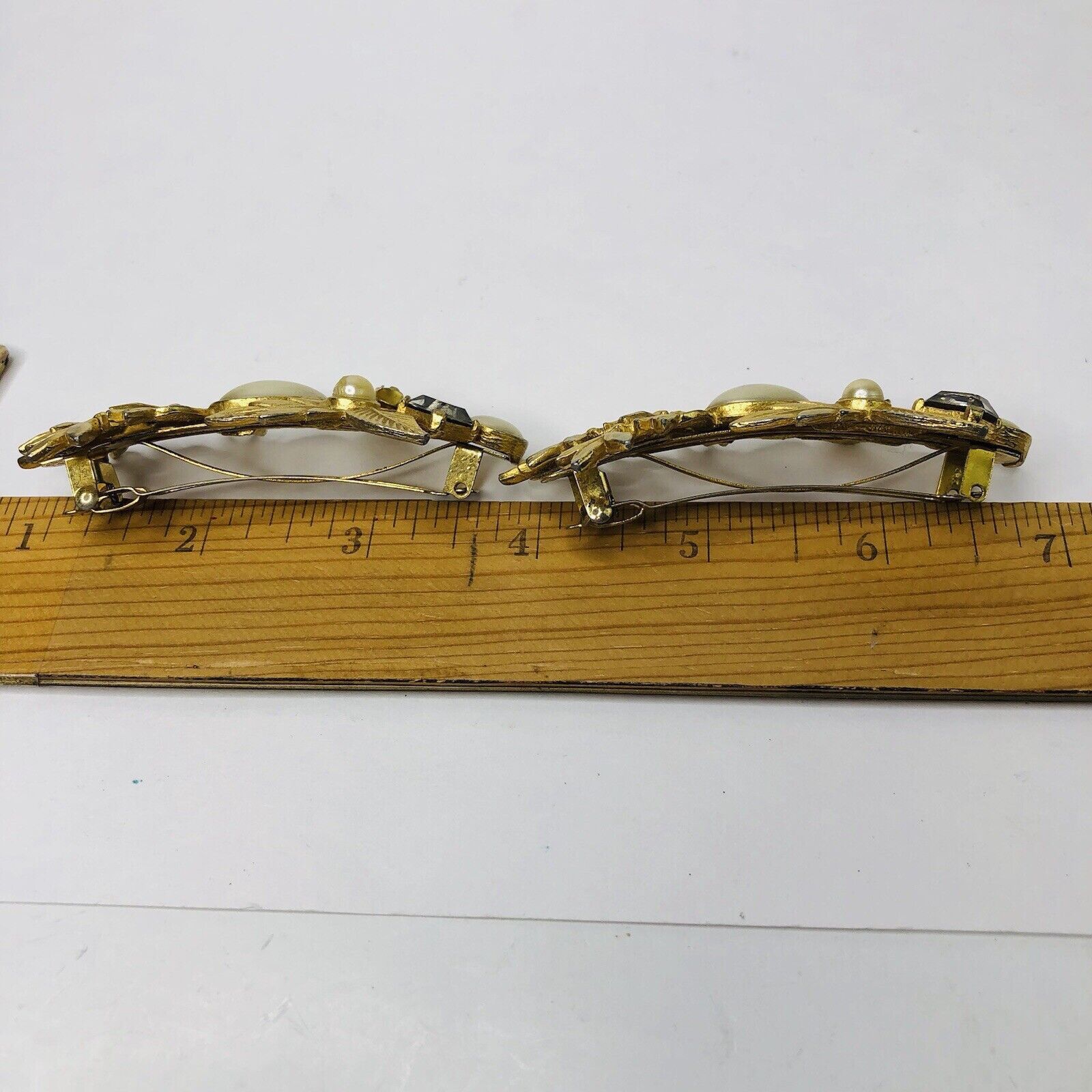 Other Vtg French Barrette Women Hair Clip Rhinestone Faux Pearl Size ONE SIZE - 5 Thumbnail