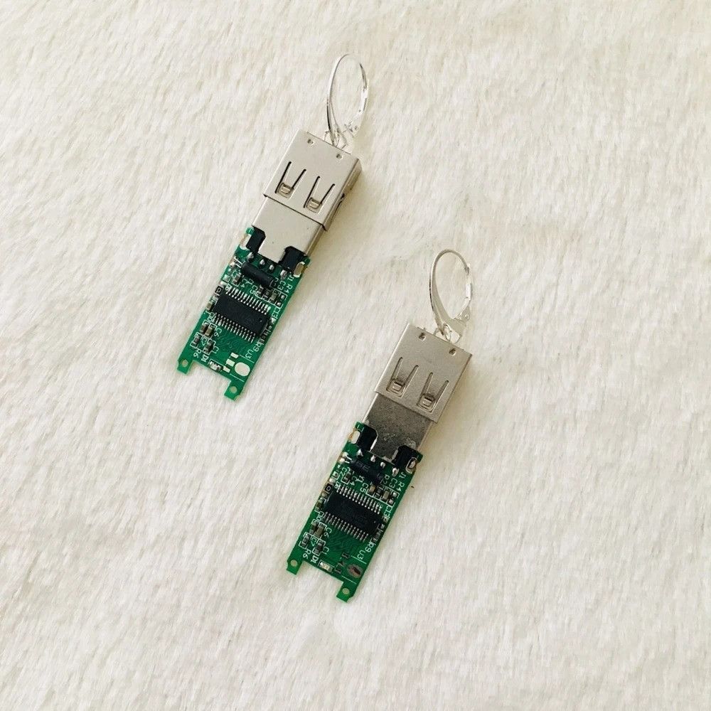 Jewelry Y2K Cyberpunk USB Earrings Size ONE SIZE - 1 Thumbnail