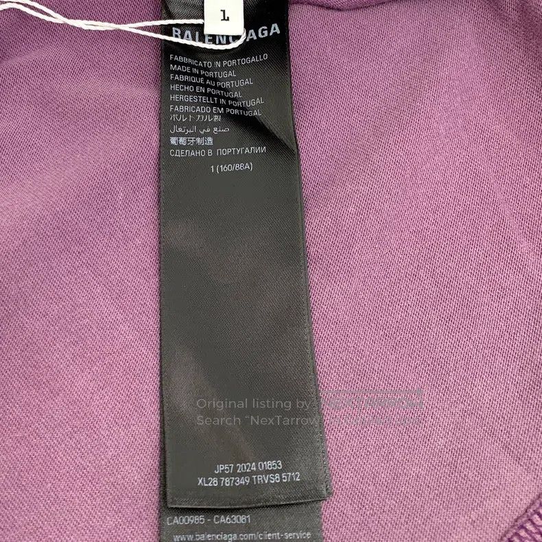 Balenciaga Balenciaga Purple Aged Hole Logo Print Cotton Crewneck Sho Size US S / EU 44-46 / 1 - 7 Thumbnail