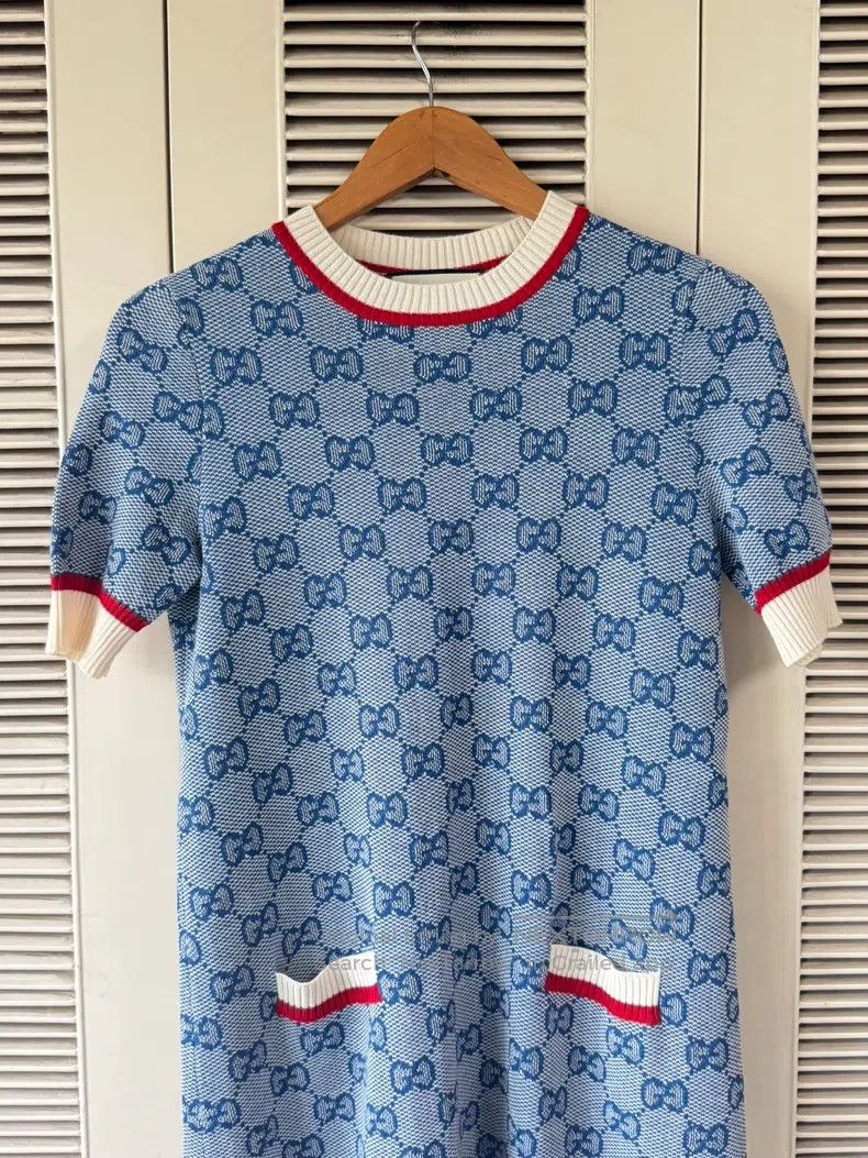 Gucci Gucci Blue full-print bow knitted dress Size XS / US 0-2 / IT 36-38 - 3 Thumbnail