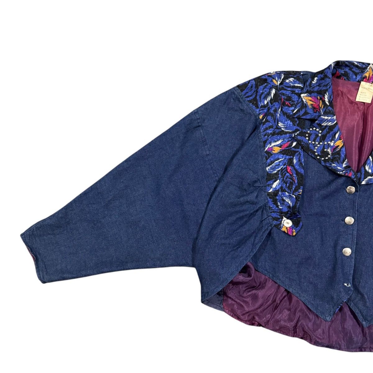 Vitaly Design Vtg🔥V15 Studded Layered Soie Denim Narrow Cut Crop Jacket Size L / US 10 / IT 46 - 9 Thumbnail