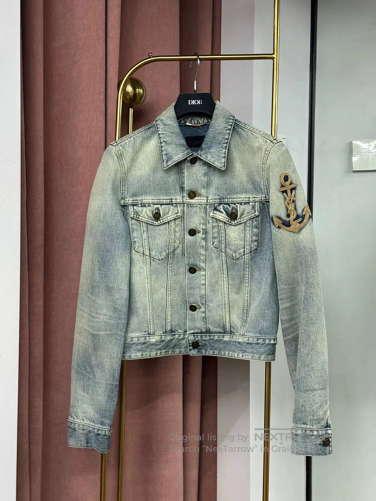 Saint Laurent Paris Saint Laurent Blue Denim Jacket w/Anchor. Size M / US 6-8 / IT 42-44 - 1 Thumbnail