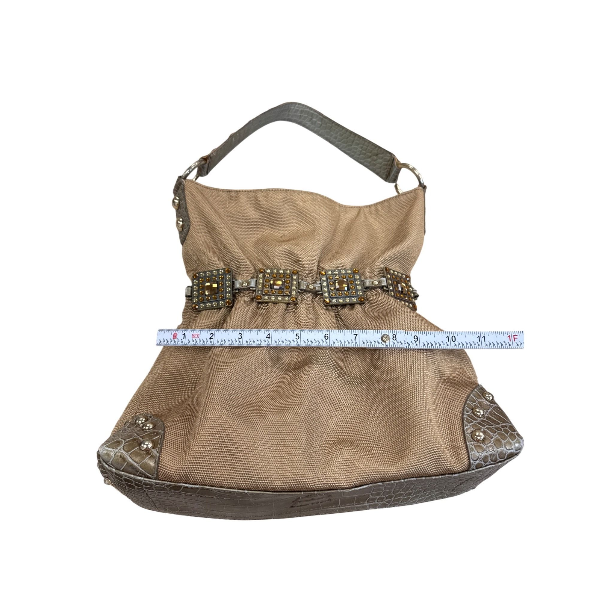 Designer Kathy Van Zeeland Womens Gold Retro jeweled Hobo Handbag SK Size ONE SIZE - 3 Thumbnail