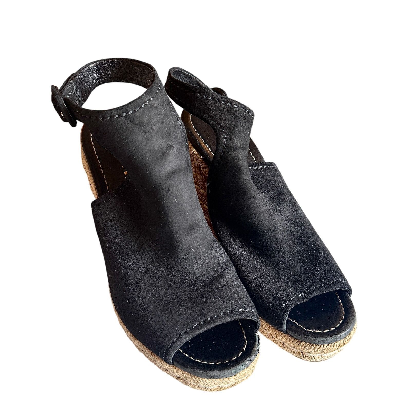 Prada Prada Black Suede Open Toe Espadrille Slingback Wedges Size US 9.5 / IT 39.5 - 2 Thumbnail