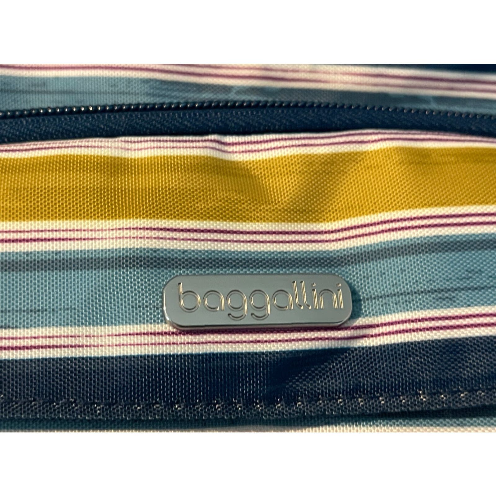 Vintage Baggallini Crossbody Purse Stripes-EUC Bag Blue Teal Yellow Size ONE SIZE - 3 Thumbnail