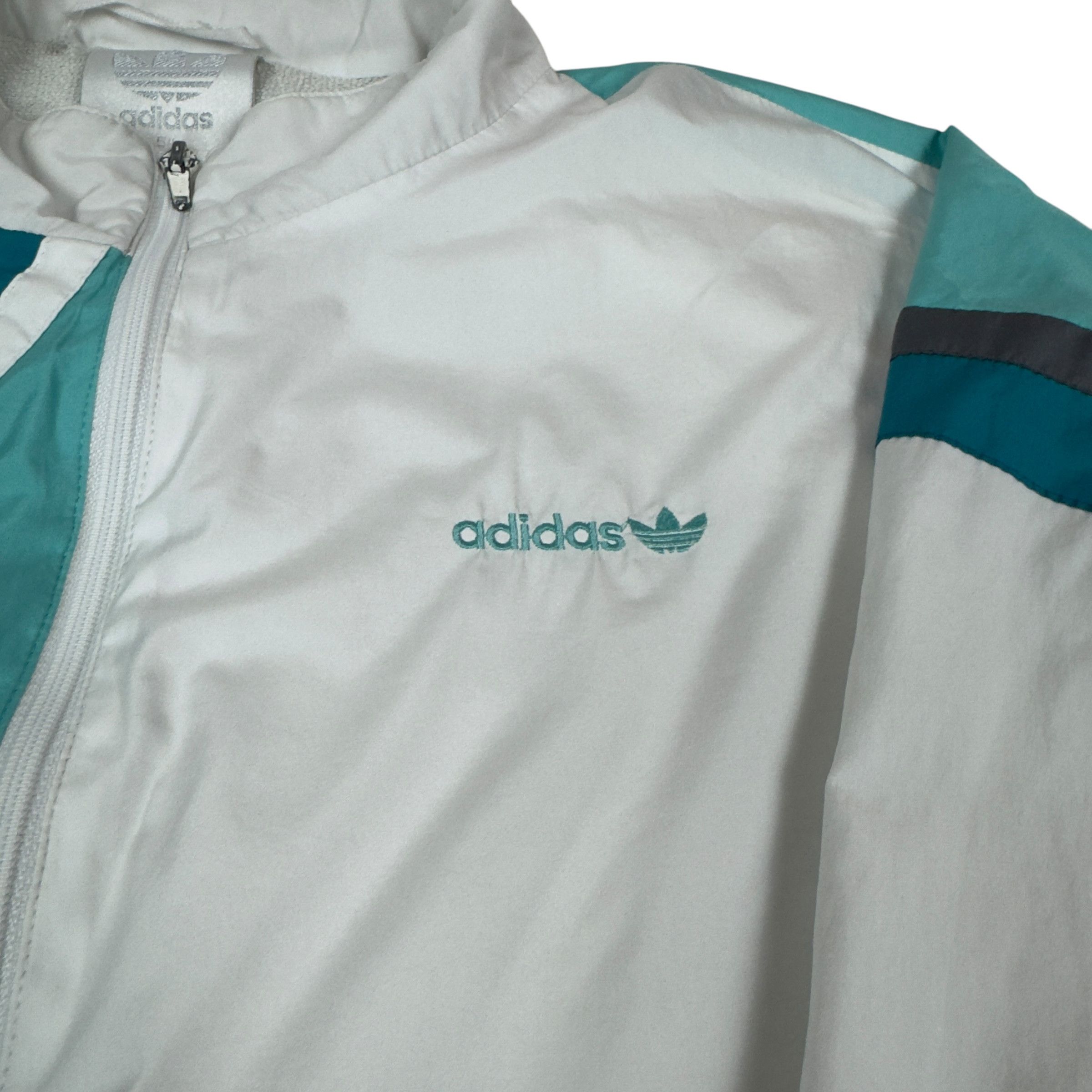 Adidas × Vintage Adidas Trefoil Men White Aqua Long Sleeve Full Zip Jacket XL Size US XL / EU 56 / 4 - 4 Thumbnail