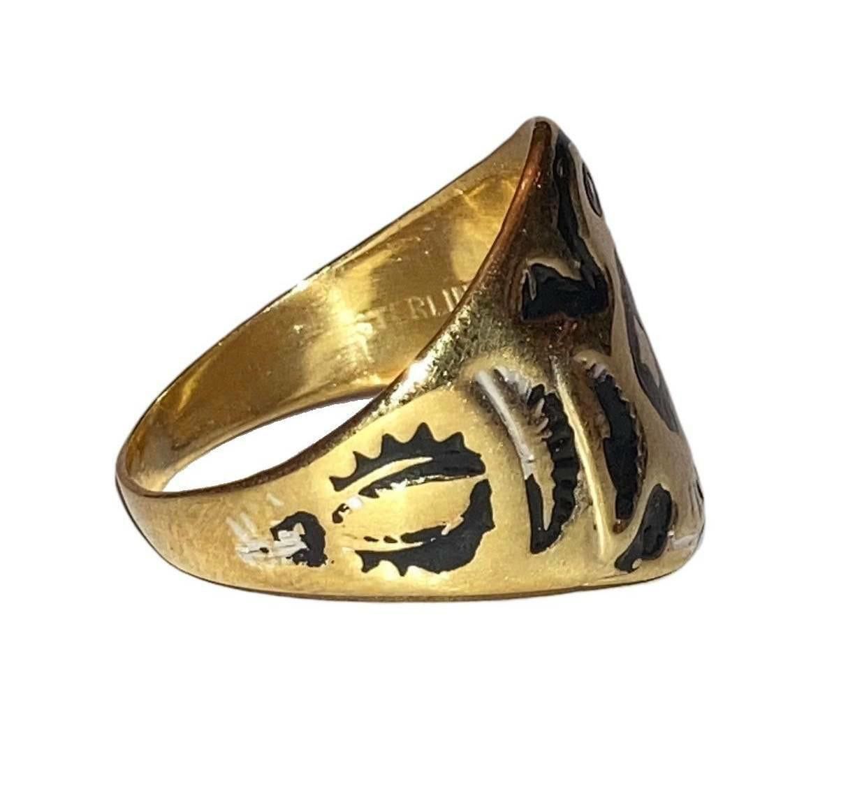 Designer 18kt Gold Vermeil Sterling Tribal Inspired Thunderbird Ring Size ONE SIZE - 2 Thumbnail