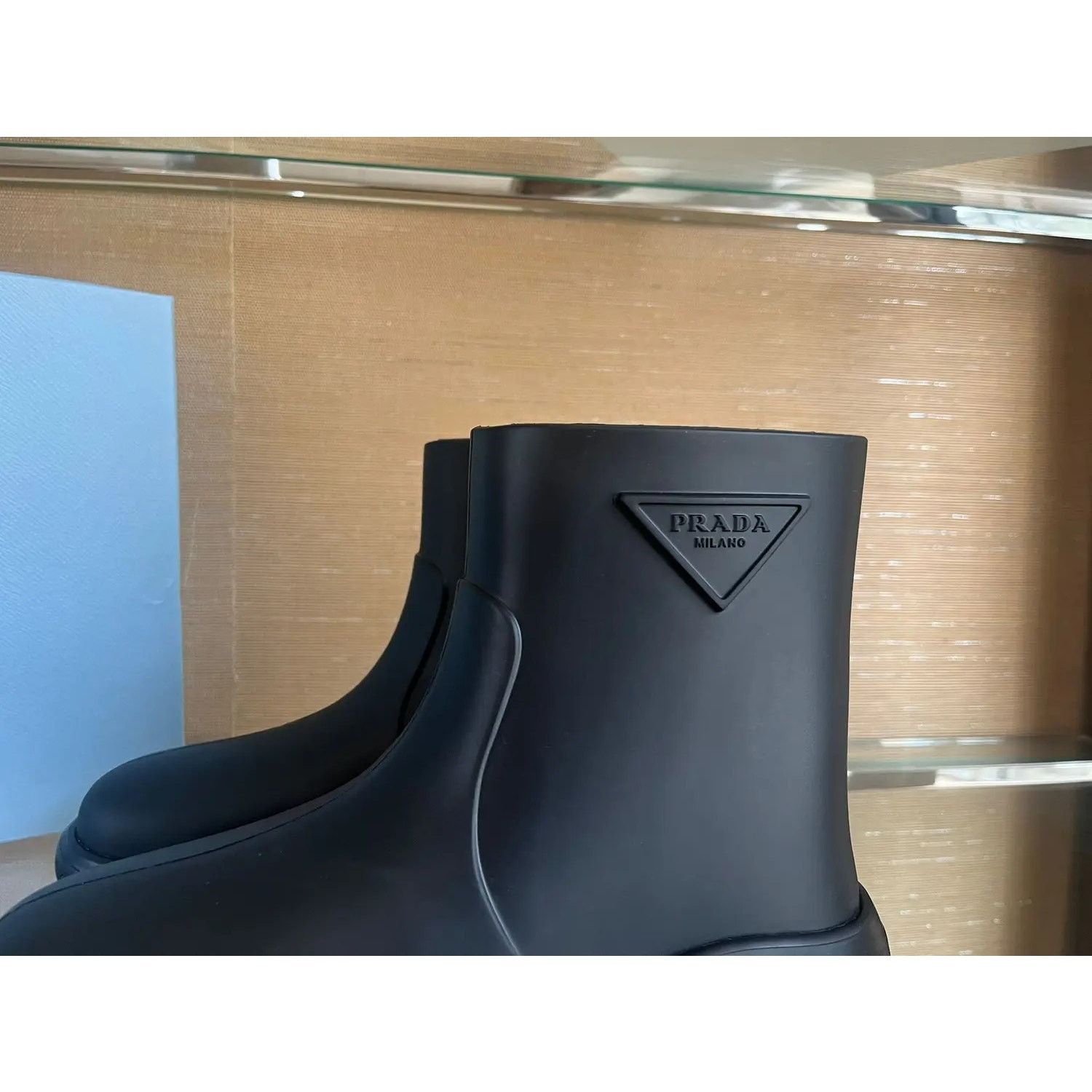 Prada Triangle Stamp Logo Rain Boots in Black Size US 10 / IT 40 - 9 Thumbnail