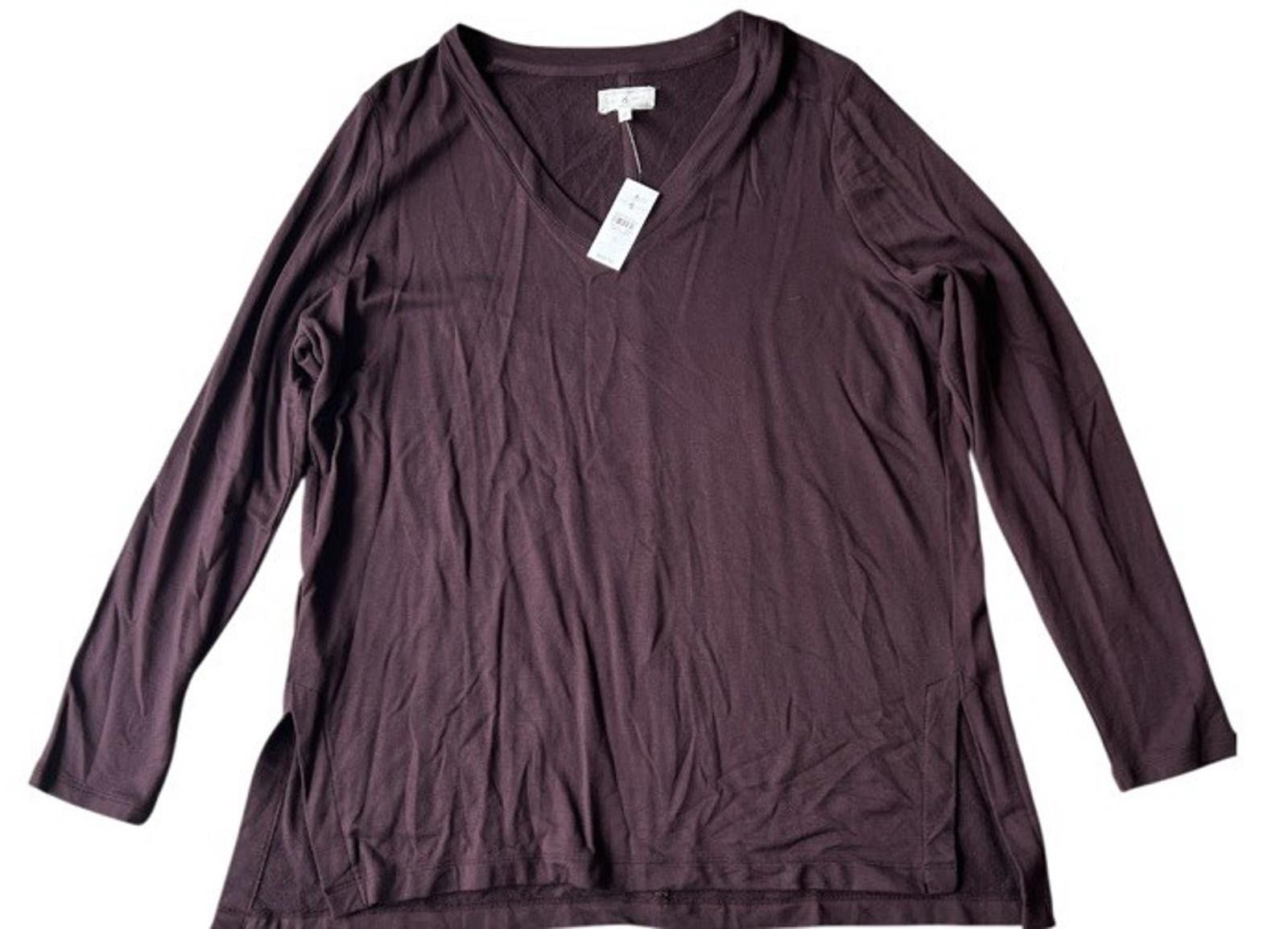 Designer Lou & Grey Long Sleeve Burgundy Top Sz L Size L / US 10 / IT 46 - 1 Thumbnail