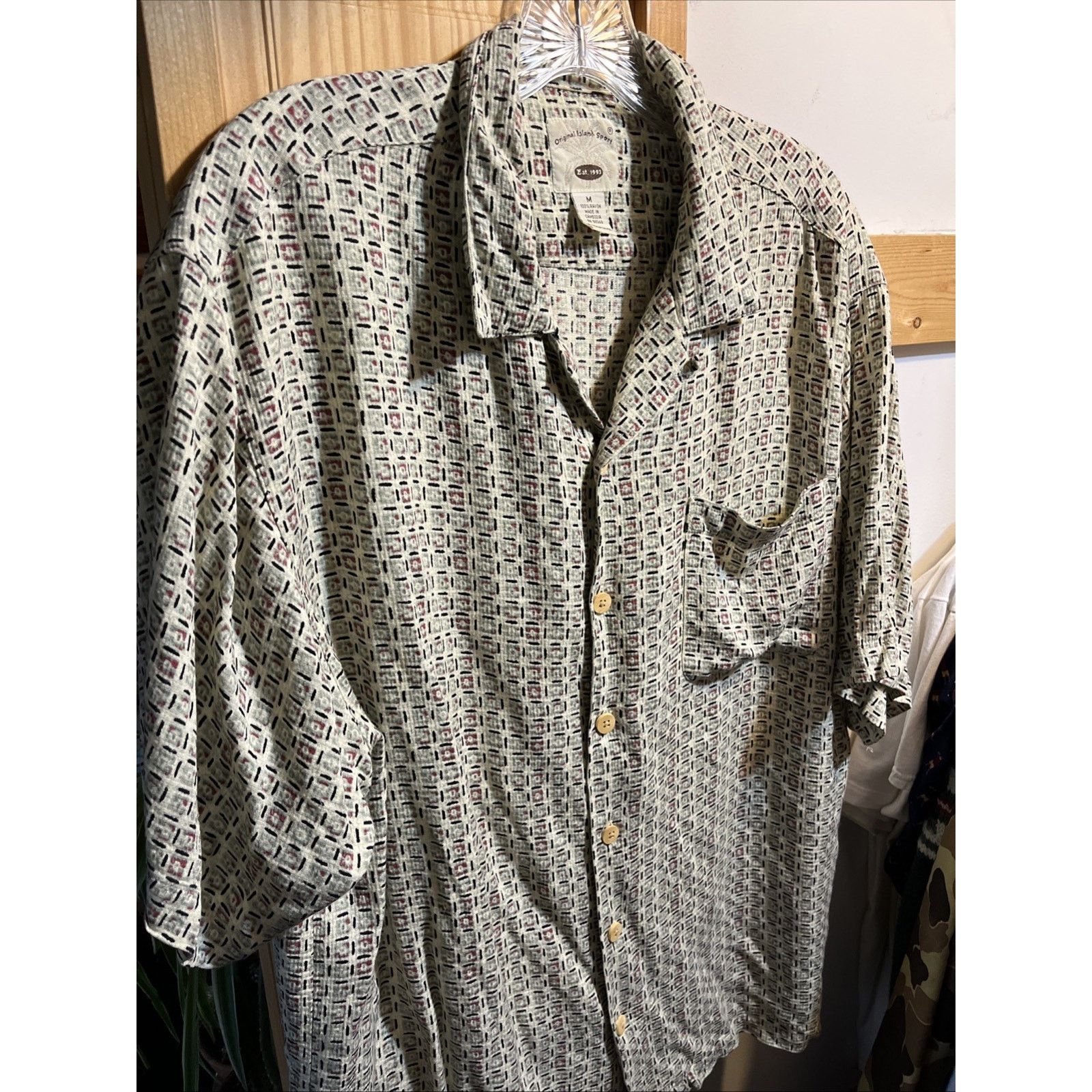 Other Original Island Sport VTG Hawaiian Shirt Mens M Beige Tribal Size US M / EU 48-50 / 2 - 2 Thumbnail