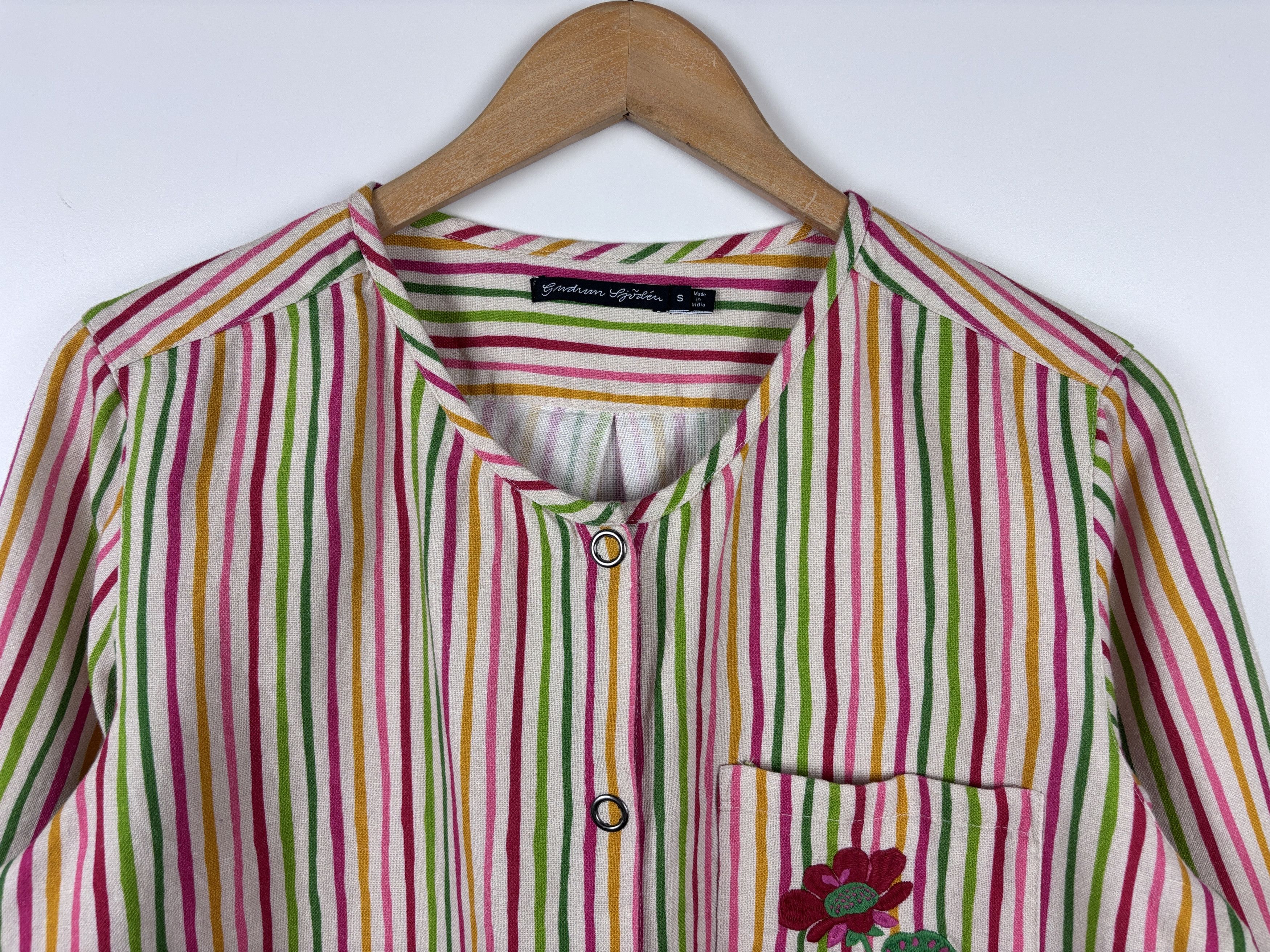 Designer Gudrun Sjoden Colorful Striped Blazer Linen Jacket Size S Size S / US 4 / IT 40 - 2 Thumbnail