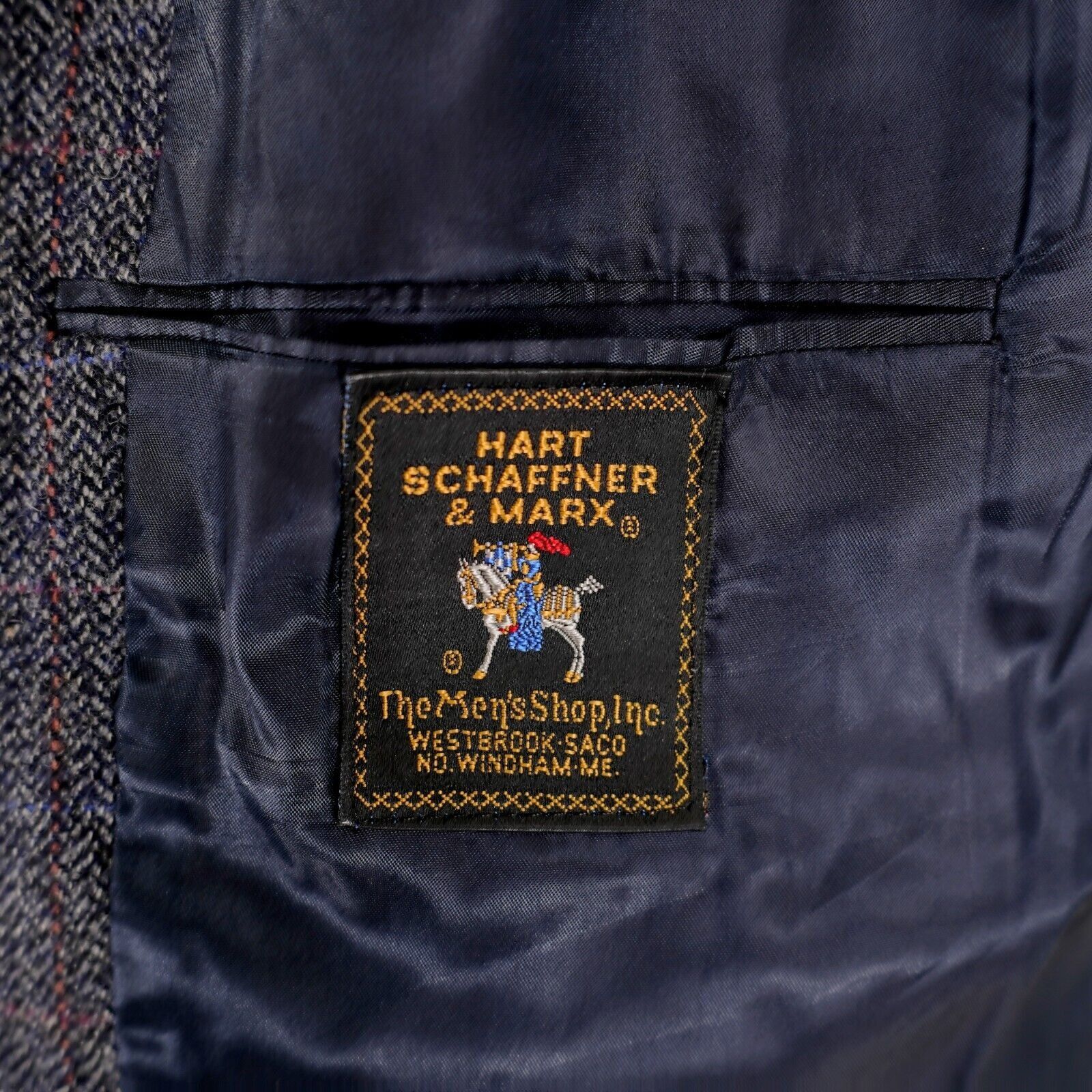 Hart Schaffner Marx Hart Schaffner Marx Tweed Wool Gray Houndstooth Red Blue Win Size 40R - 8 Thumbnail