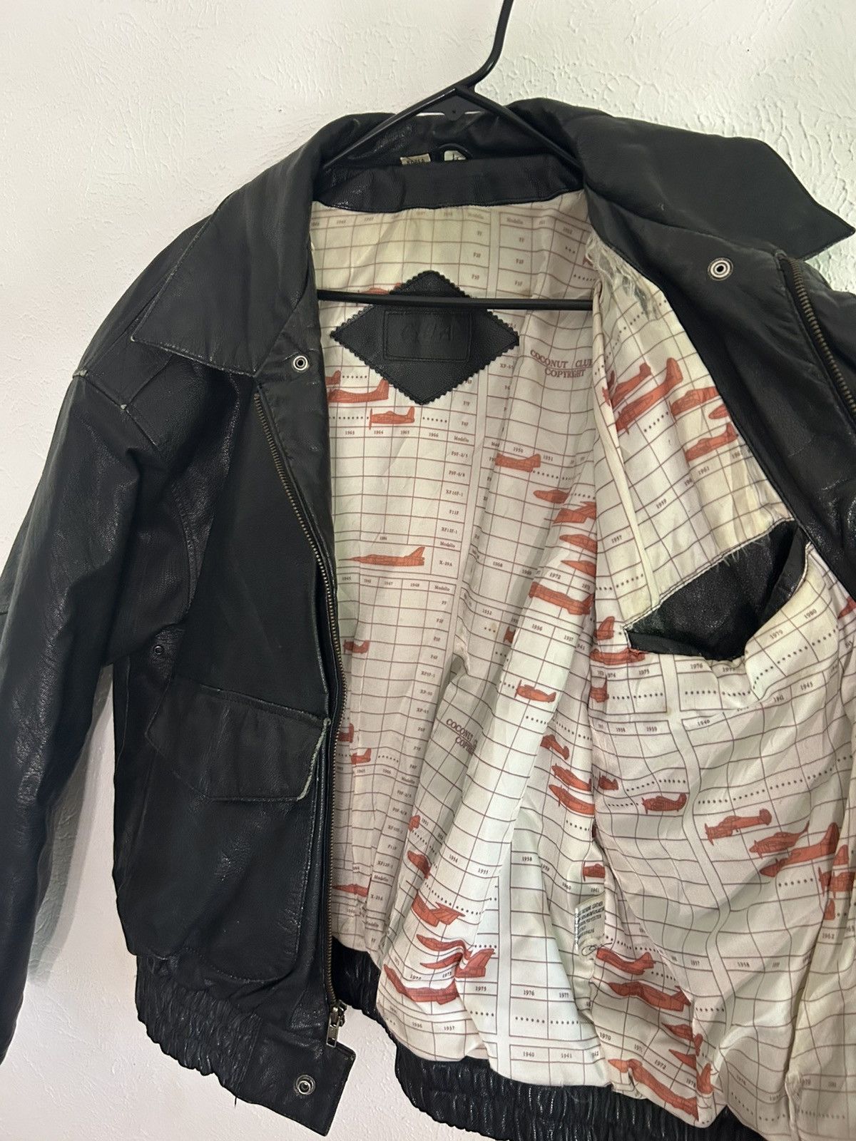 REAL LEATHER BOMBER JACKET WITH INNER MAP LINING