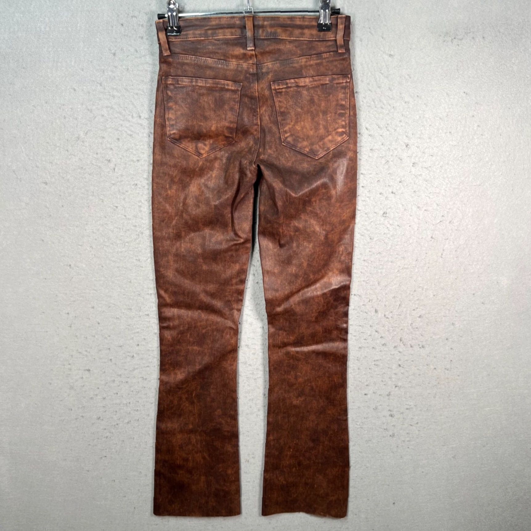 L'AGENCE VINTAGE L'AGENCE Jeans Flared Womens 23 Brown Faux Leather Distressed Look 5-Pocket Denim Size 40" / US 18 - 2 Thumbnail