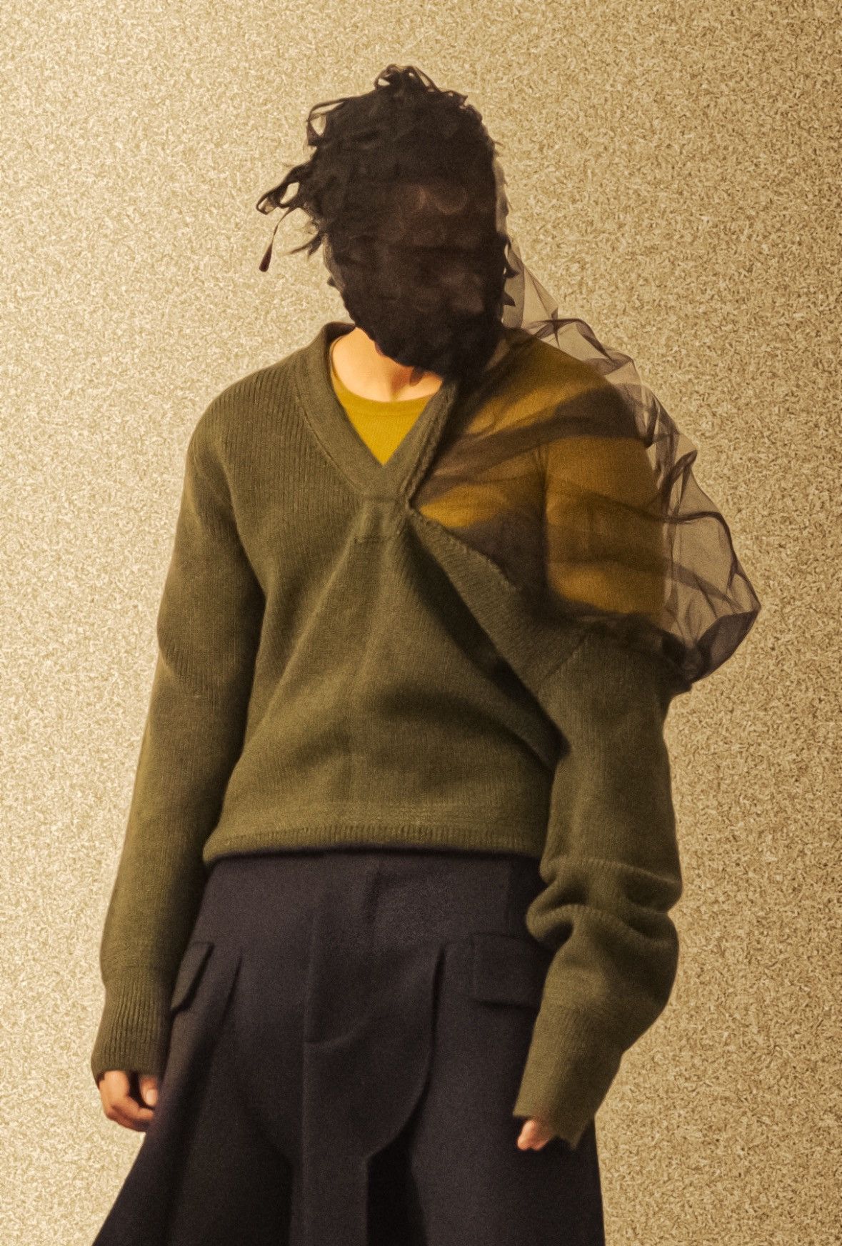 image of Maison Margiela Ss20 Tulle Sweater in Green, Men's (Size Medium)