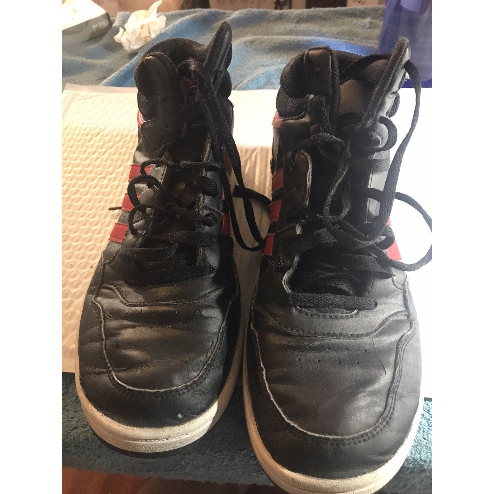Adidas Size 10.5 - adidas Hoops 3.0 Mid Black Scarlet Size US 10.5 / EU 43-44 - 2 Thumbnail