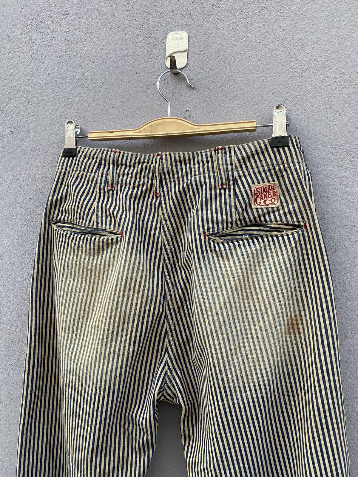 Sugar Cane 🔥RARE🔥Vtg SUGAR CANE&CO Distressed Hickory Workwear Pant Size US 30 / EU 46 - 1 Thumbnail