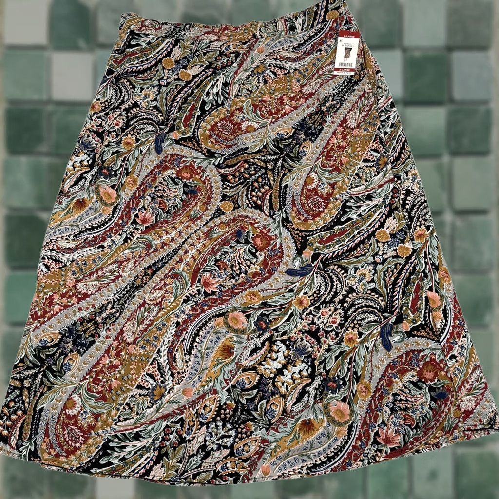 Vince Camuto Vince Camuto Skirt XL Paisley A-Line Long Multicolor Boho Chic Office Workwear 00s 70s Womens Size 40" / US 18 - 1 Thumbnail