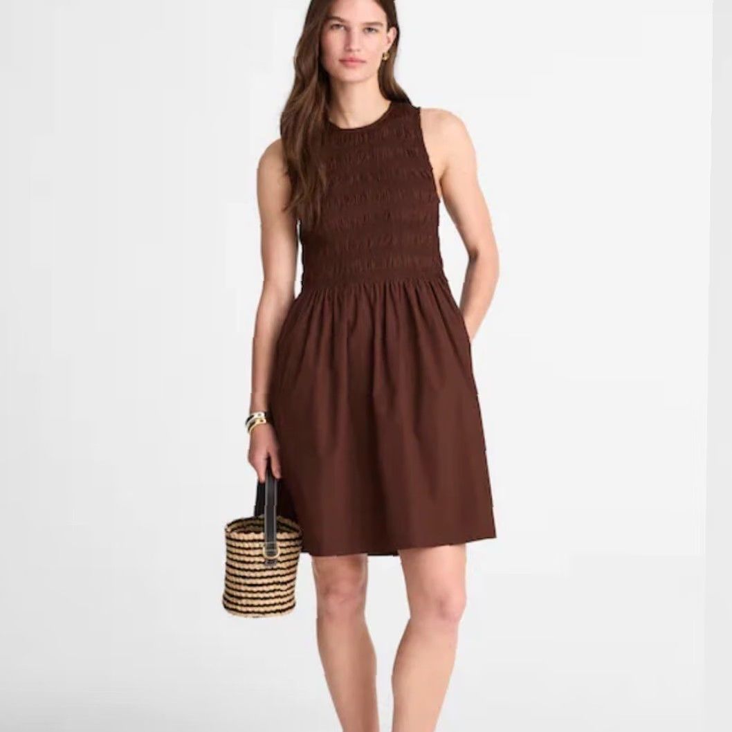 brown dress madewell Brown Long Sleeve Midi Dress With Scarf – shopaleena main image 1