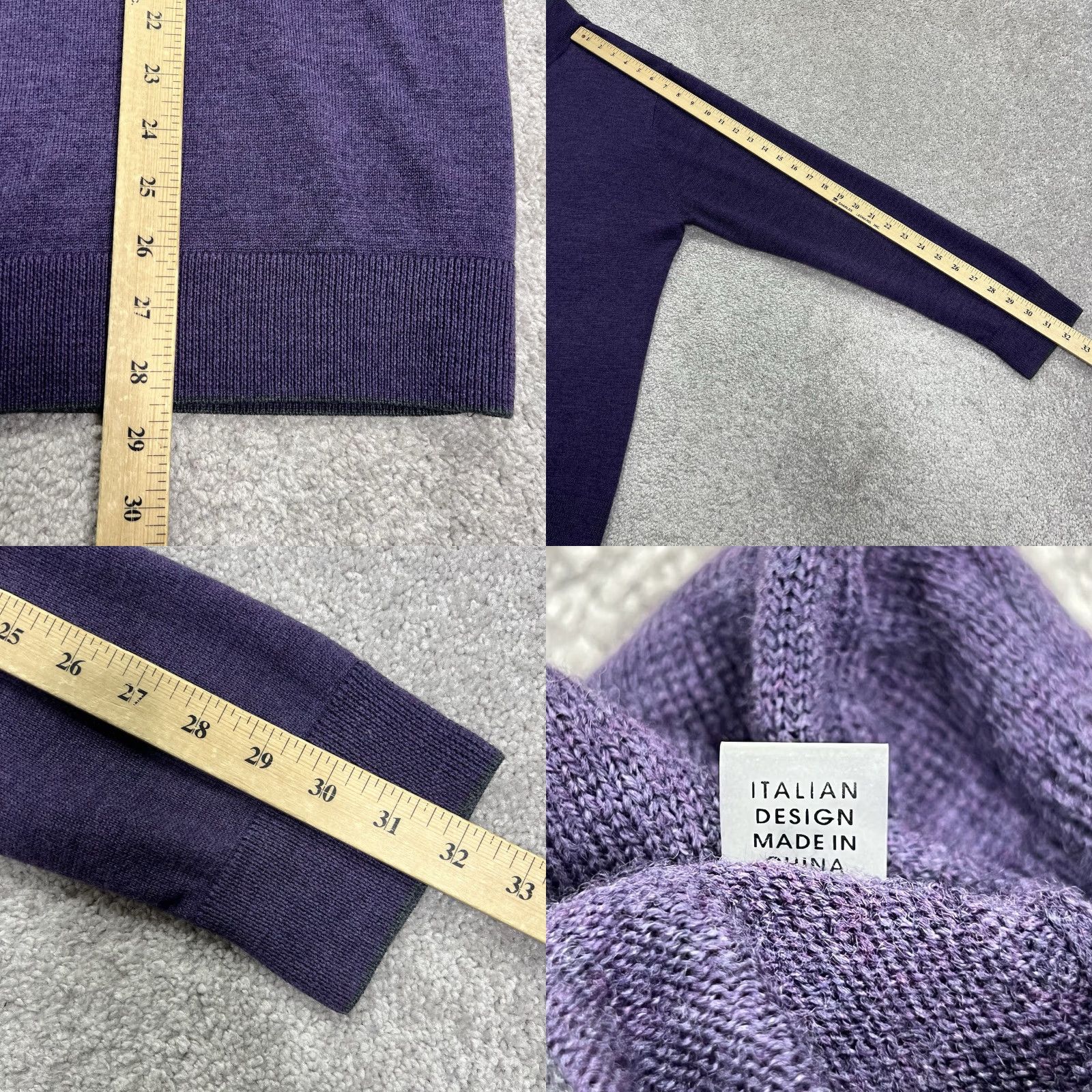 Vintage Raffi Men’s XL Merino Wool Purple 1/4 Zip Mock Neck Pullover Sweater Light Jacket Size US XL / EU 56 / 4 - 9 Thumbnail