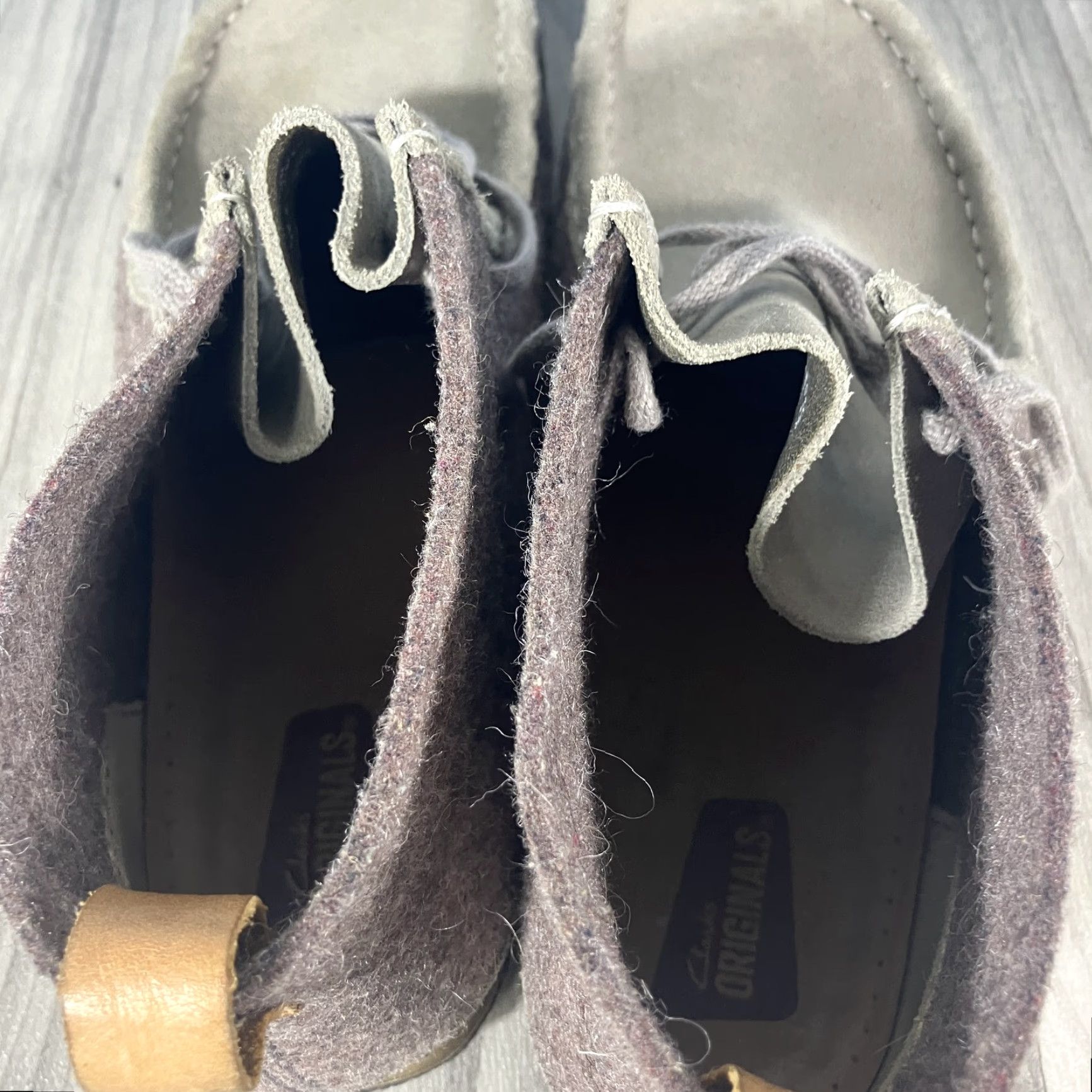 Clarks Originals Wallabee Boots Chukka Shoe Suede Wool Grey 