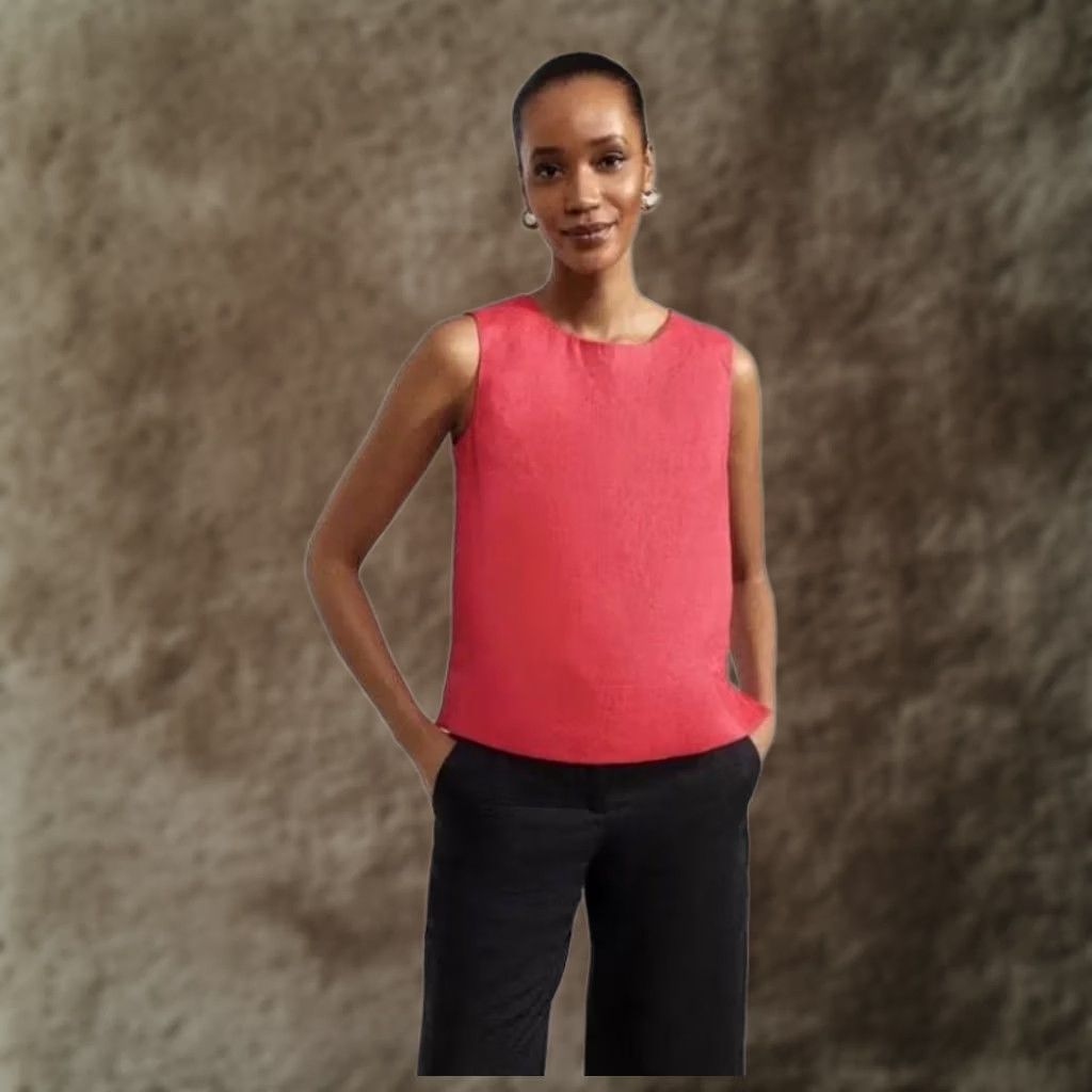 Vintage VINTAGE Hobbs London Shirt Womens US 2 Rouge Pink Malindi Linen Sleeveless Back Button Size XS / US 0-2 / IT 36-38 - 1 Thumbnail