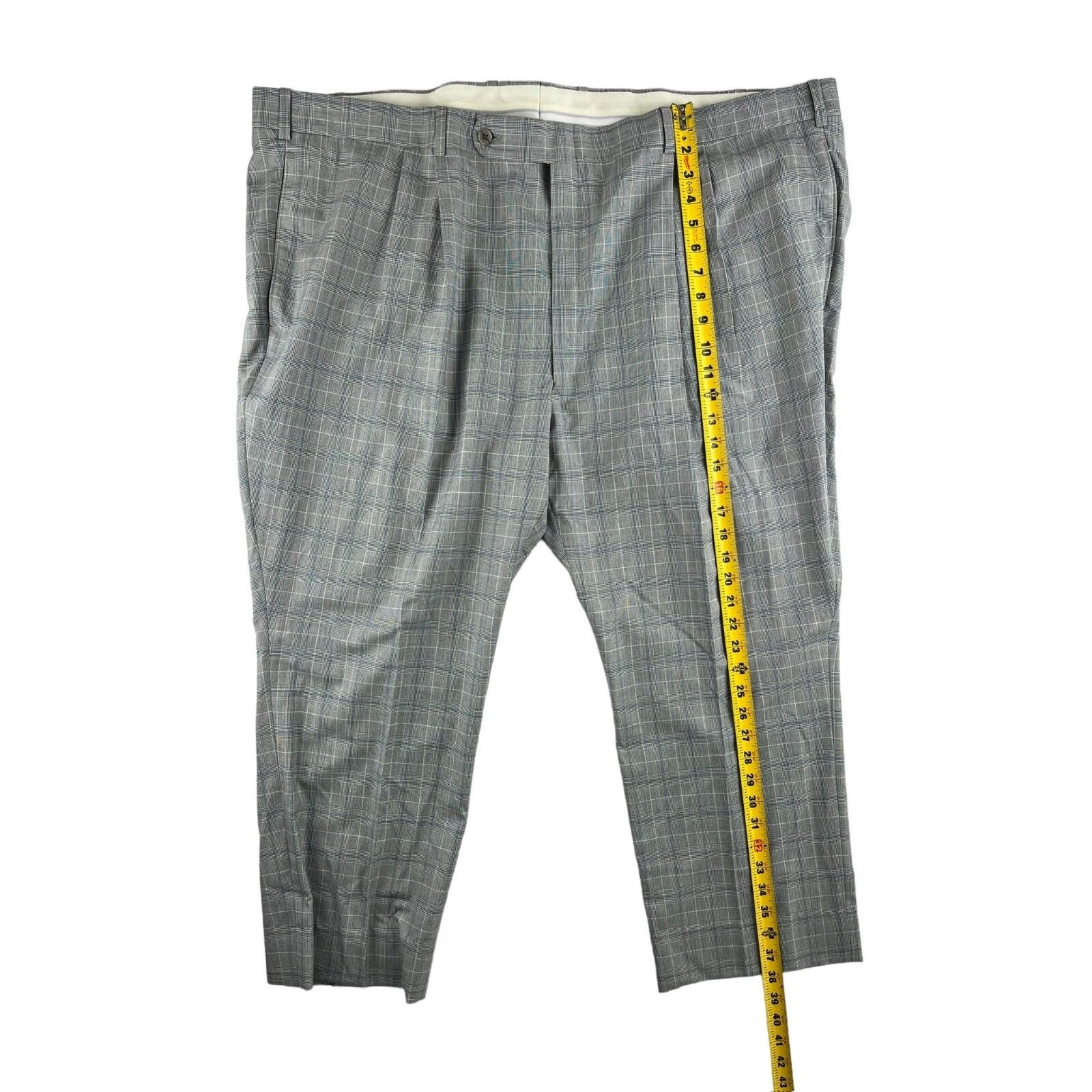 Holland & Sherry NEW Tom James x Holland & Sherry Gray Windowpane Plaid Suit• Size 50S - 10 Thumbnail