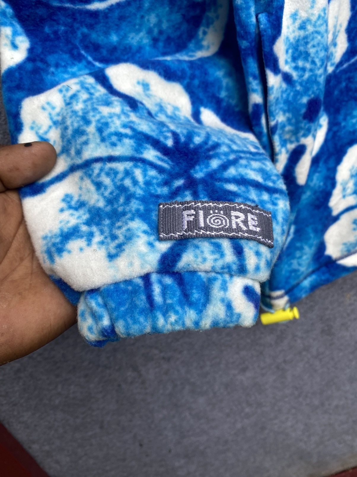 Vintage JOJO FIORE Blue Hibiscus Pattern Fleece Quarter-Snap Pullove Size US S / EU 44-46 / 1 - 4 Thumbnail