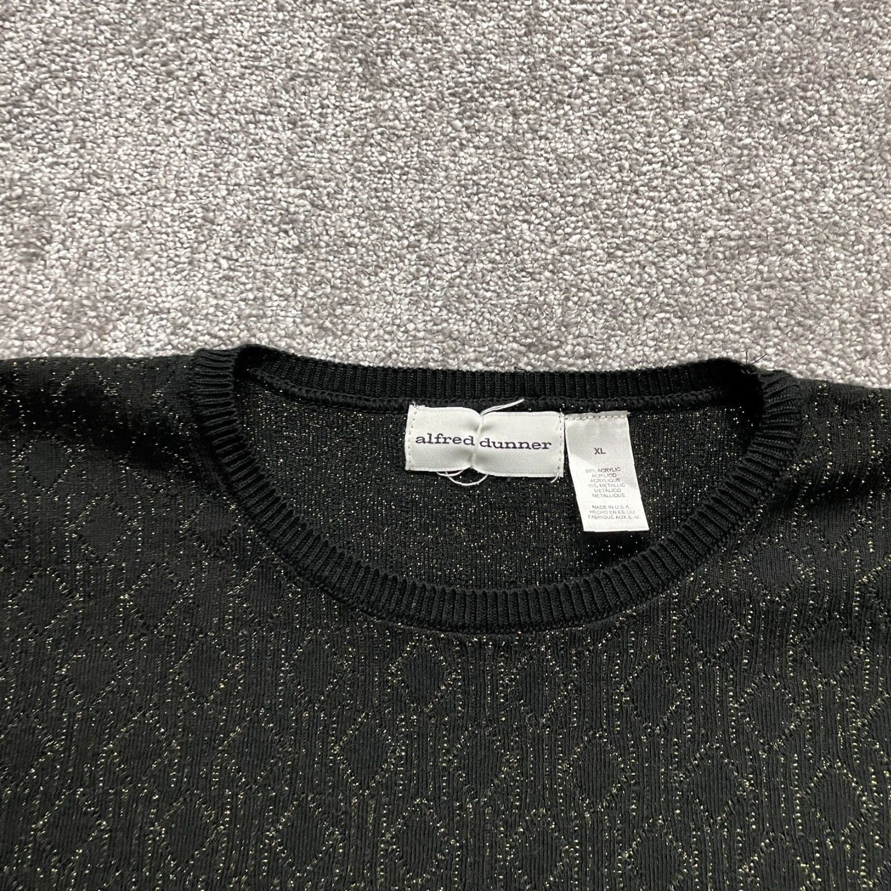 Vintage Alfred Dunner Sweater Pullover Womens XL Black Argyle Diamond Crew Neck Casual Size XL / US 12-14 / IT 48-50 - 3 Thumbnail