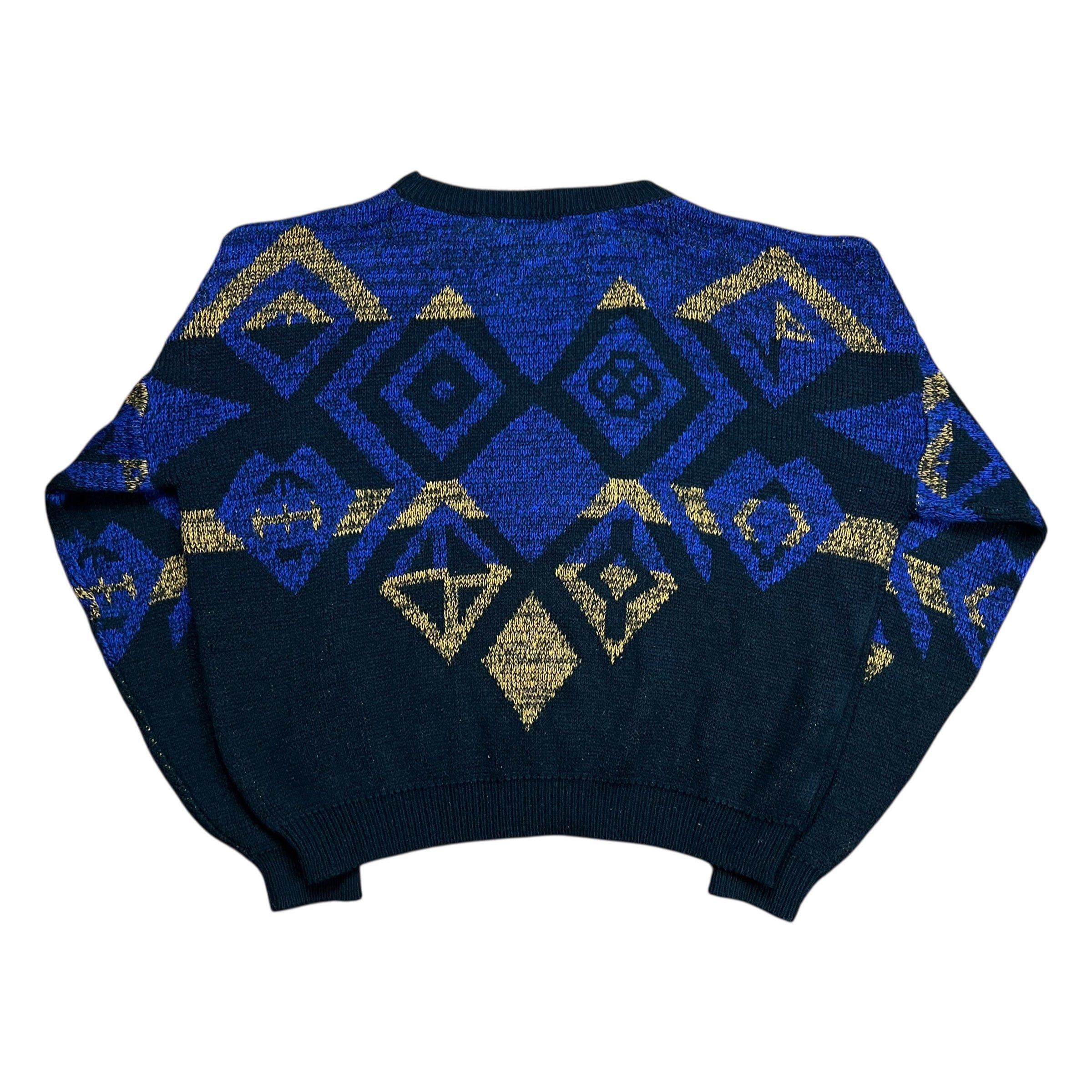 Vintage Entourage Black & Purple Diamond Knit Sweater - L Size US L / EU 52-54 / 3 - 3 Thumbnail