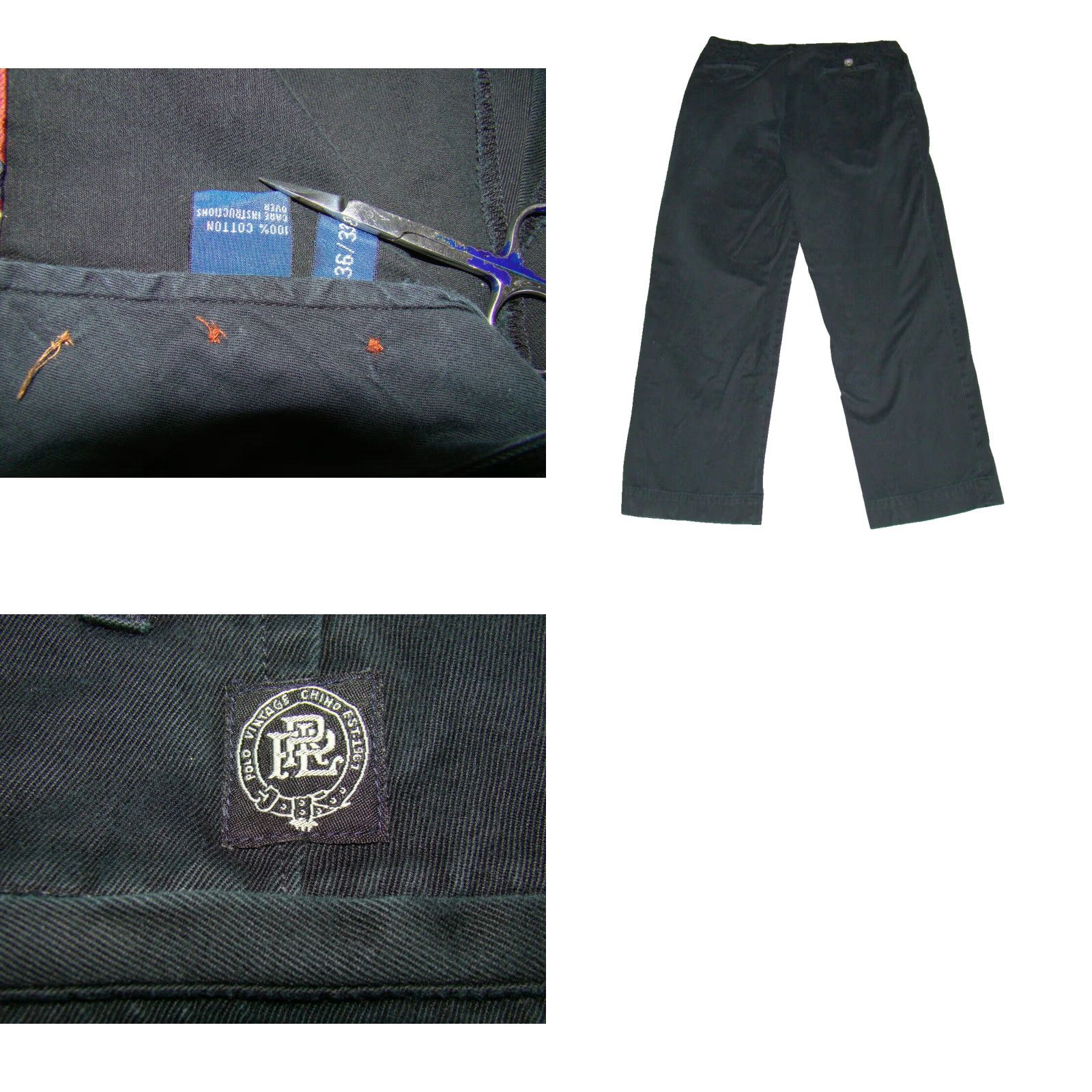 Polo Ralph Lauren Polo Ralph Lauren Vintage Chino Pants Mens 36x32 Navy Blue Button Fly Casual Flat Front Brown Buttons Regular Per Inseam 32 Size US M / EU 48-50 / 2 - 8 Thumbnail