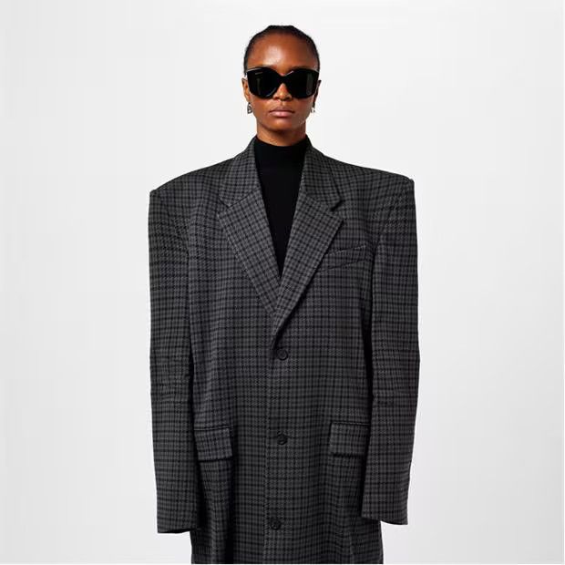 Balenciaga o1g2r1mq0924 Oversized Houndstooth Coats in Grey Size XXS / US 00 / IT 34 - 7 Thumbnail