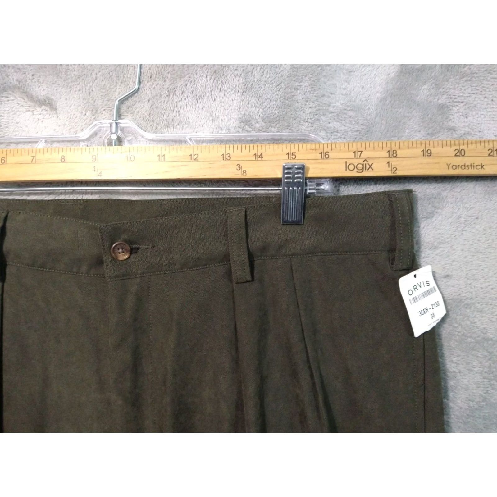 Orvis VINTAGE Orvis Dress Pants Mens 38 x 36 Green Watershed Buckskin Pleated Straight Leg Dress Pants Mens 38 Green Buckskin 90s Preppy Mens Size US 38 / EU 54 - 3 Thumbnail