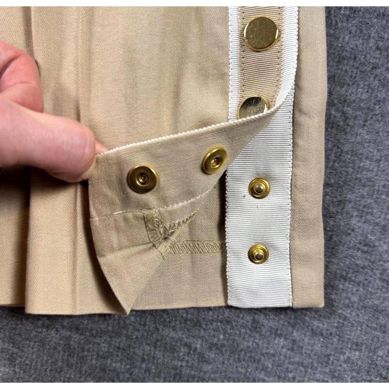 Veronica Beard Veronica Beard Pants Womens 4 Beige Linen Blend Snap Hem Buttons Straight Leg - Best Quality Size 27" / US 4 / IT 40 - 3 Thumbnail
