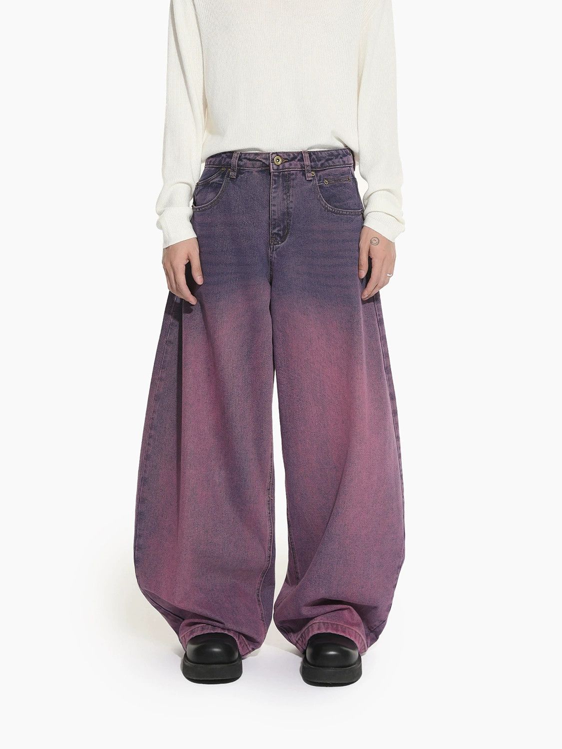 Vintage American high street men's purple retro loose scimitar jeans Size US 32 / EU 48 - 1 Thumbnail