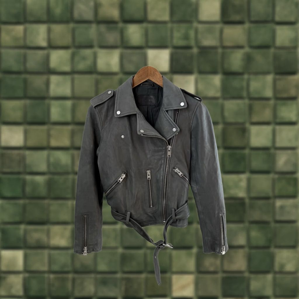 Allsaints AllSaints Balfern Leather Jacket Womens Motorcycle Gray Y2K Size M Regular XS? Size M / US 6-8 / IT 42-44 - 1 Thumbnail