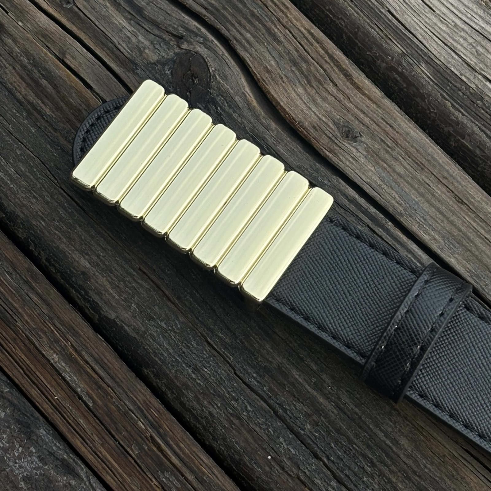 Leather Cowhide Leather Belt – Gold Accent, Casual Luxury Fit Size ONE SIZE - 3 Thumbnail