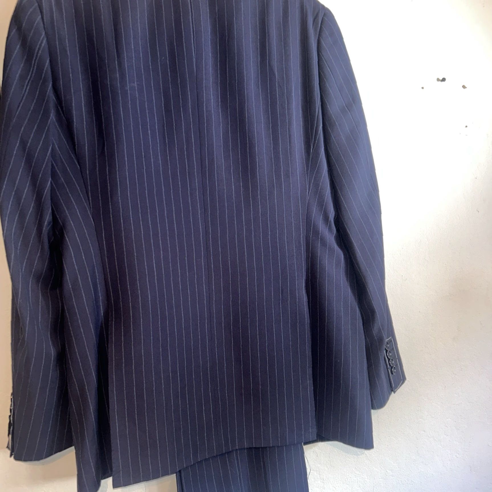 Apolis Linea sartoriale navy Pinstripe luxury suit wool US 40 Eur50 Made Italy Size 40R - 5 Thumbnail