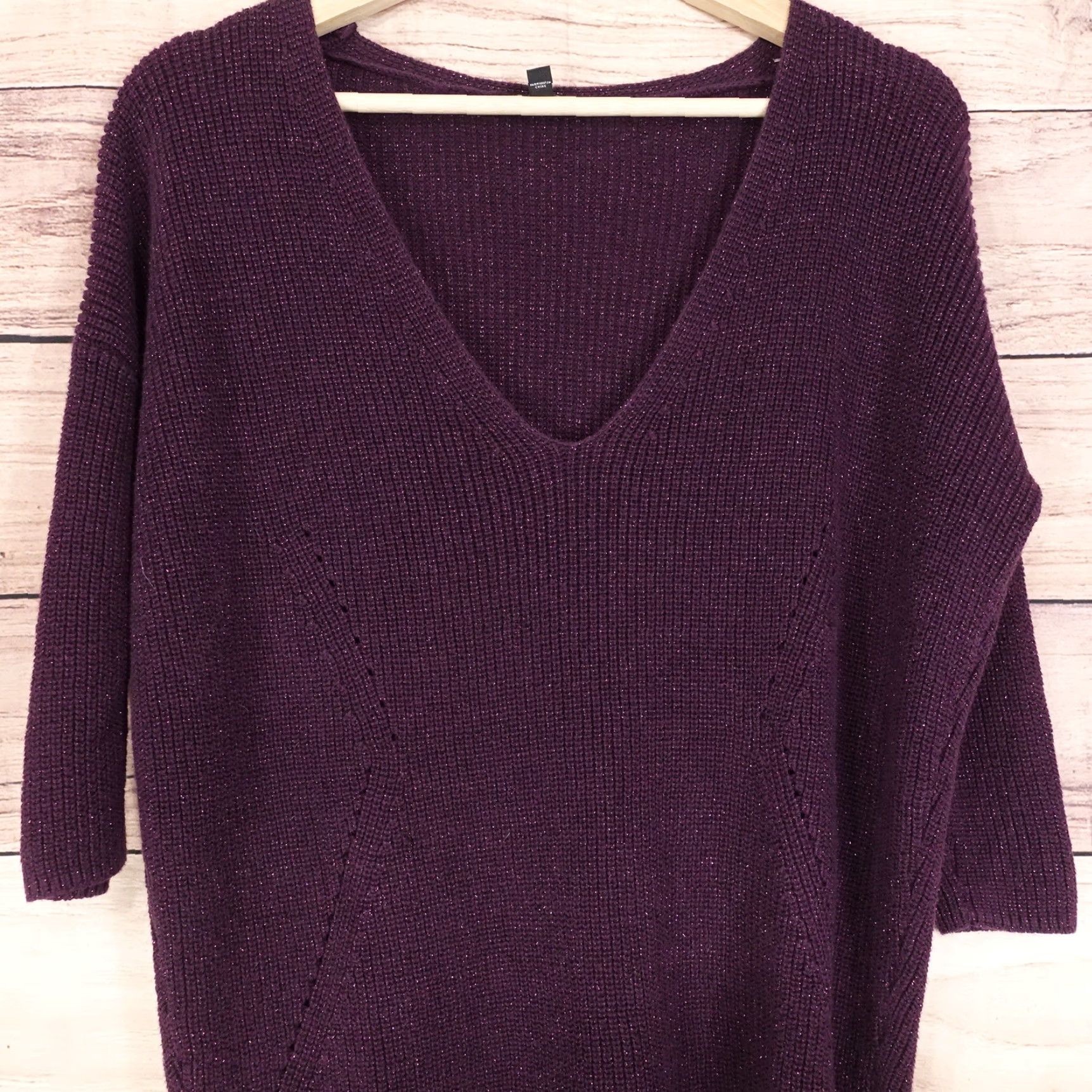Express EXPRESS PURPLE PULLOVER V-NECK SWEATER WOMENS XS Size XS / US 0-2 / IT 36-38 - 2 Thumbnail