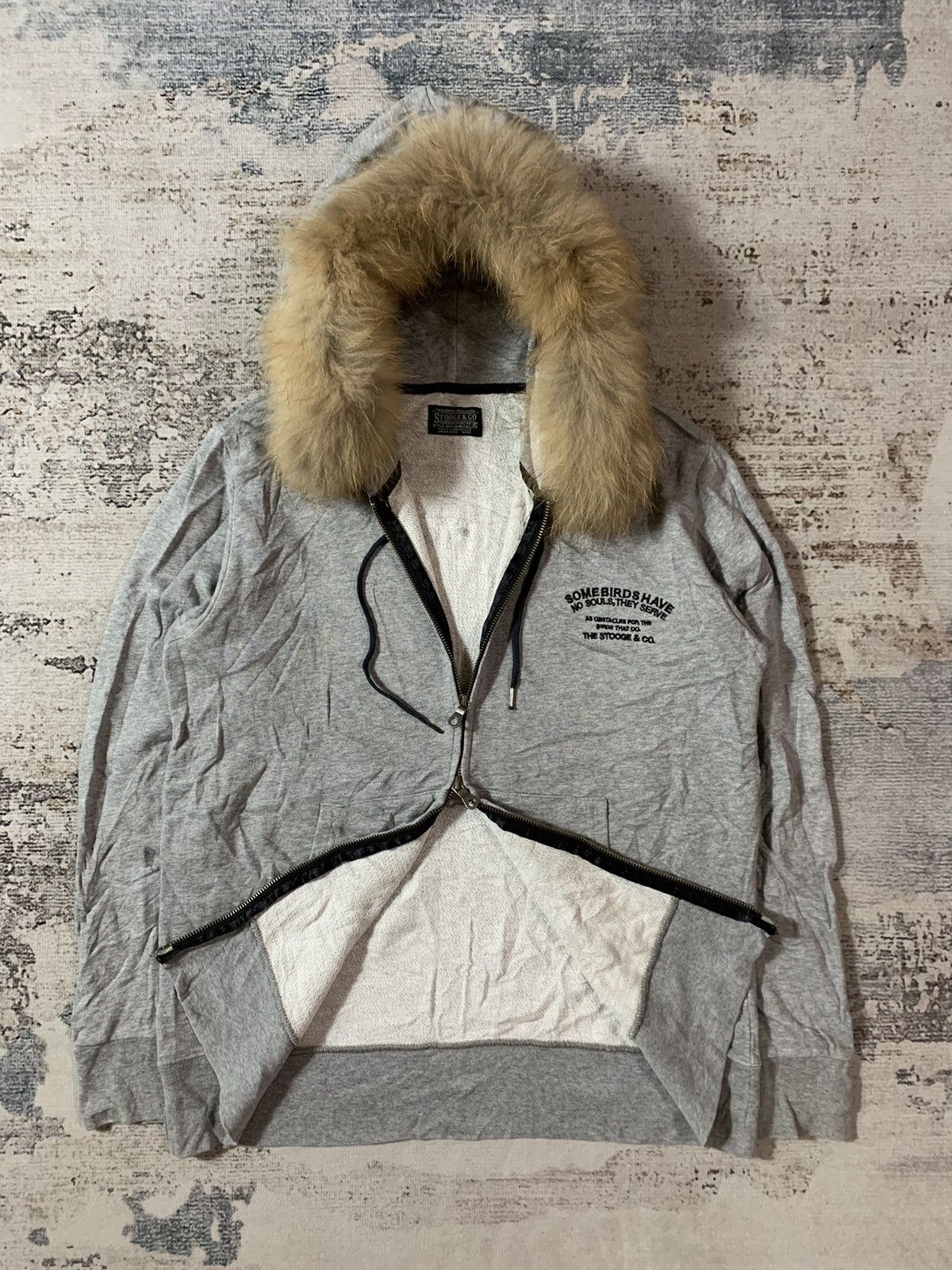 Japanese Glitter Skull Faux Fur Zip Hoodie