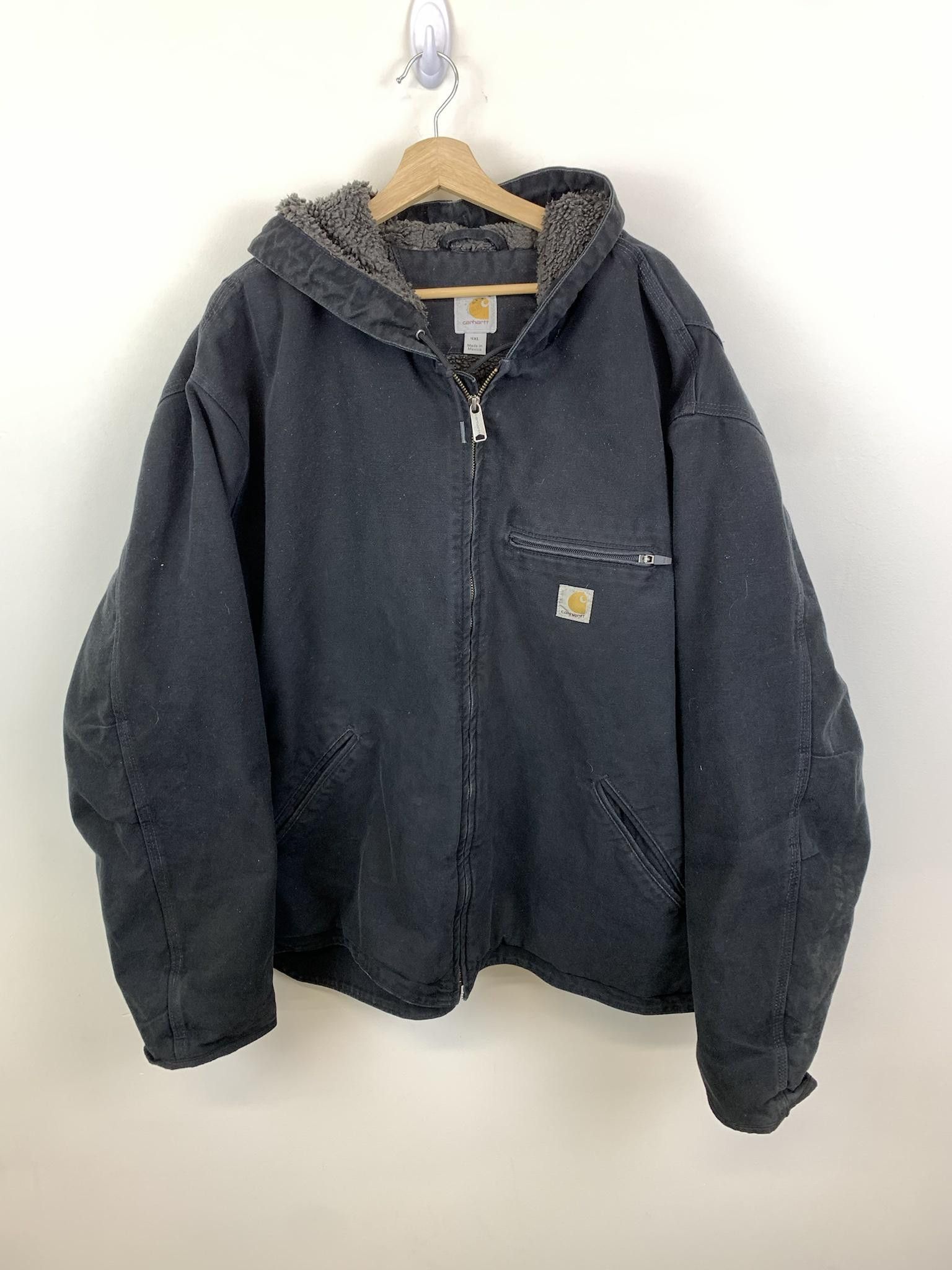 Vintage Vintage Carhartt Black 14806 Fleece Lined Hooded Detroit Jacket ...