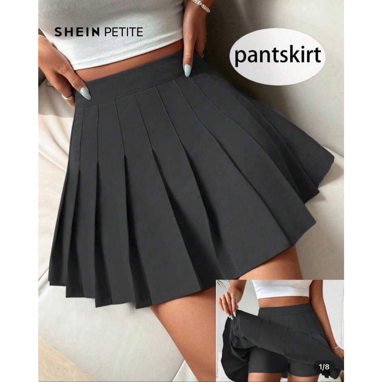 Shein SHEIN PETITE Solid Color Pleated Elegant Casual Commute Y2K Size 34" / US 12 / IT 48 - 1 Thumbnail