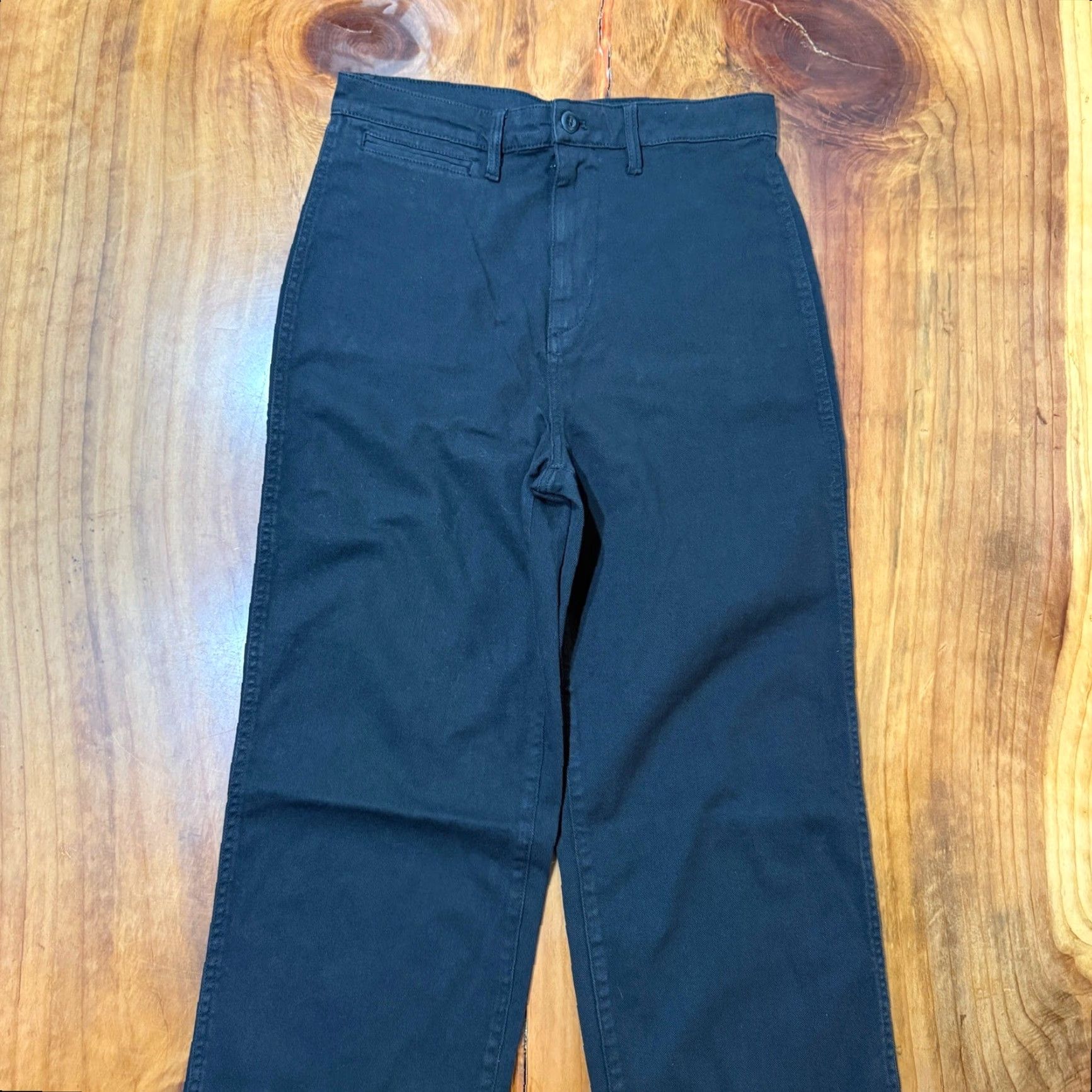 Quince Quince Jeans Wide-Leg Dark Denim 28 x 26 High Rise Black Womens 5-Pocket Stretch Cotton Denim Flare Vintage No Size 28" / US 6 / IT 42 - 2 Thumbnail