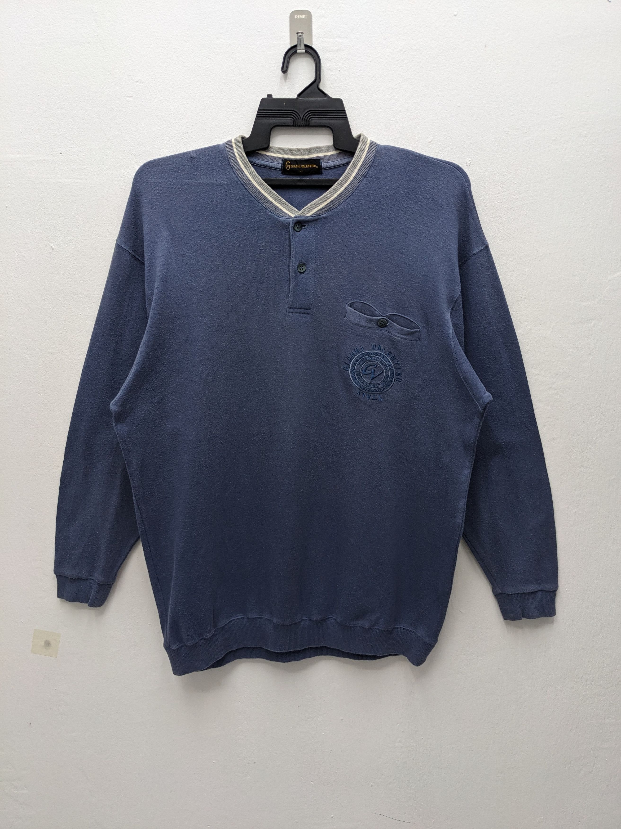 Gianni Valentino Vintage Gianni Valentino Henley Pullover Pocket Sweatshirt Size US L / EU 52-54 / 3 - 2 Thumbnail
