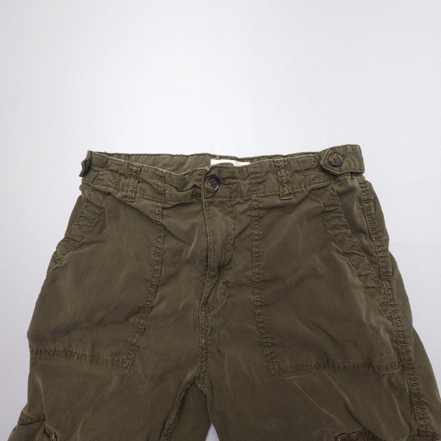 Anthropologie Anthropologie Cargo Jogger Pants Womens 26 Green Army Travel Stretch Regular Twill Front Button Baggy? Size 26" / US 2 / IT 38 - 4 Thumbnail