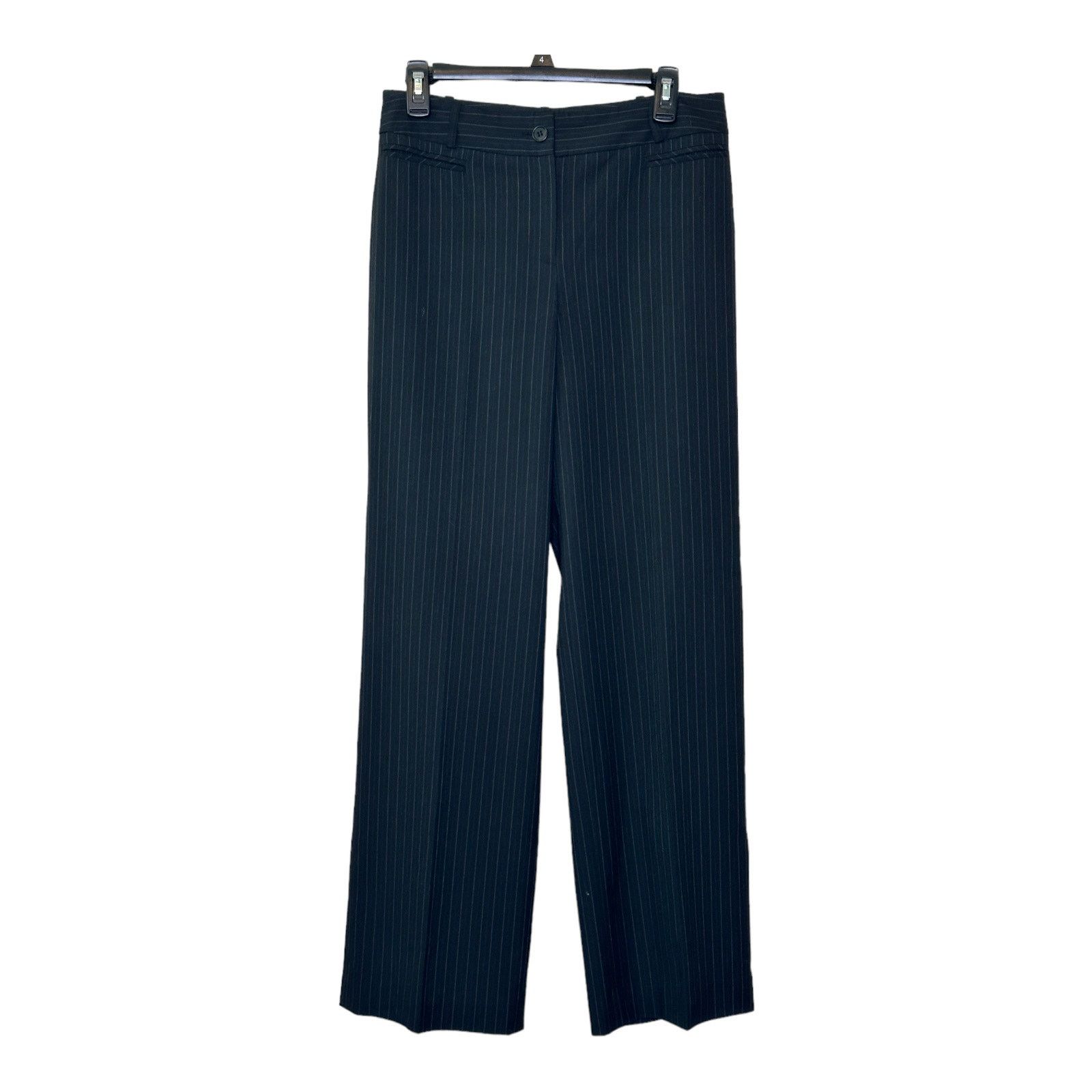 Loft Loft black striped wide legs flat front pants size 6 Size 28" / US 6 / IT 42 - 7 Thumbnail