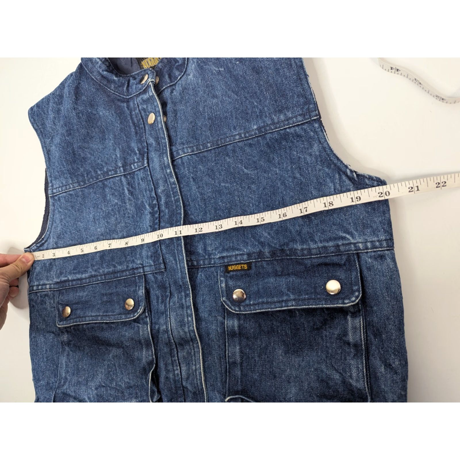 Lee VINTAGE Nuggets Lee Golden Nugget Women's M Cropped Jean Vest Jacket Denim Blue Cotton Nylon Lining Retro Style Women’s Jacket Vest Short Jacket Size 32" / US 10 / IT 46 - 5 Thumbnail