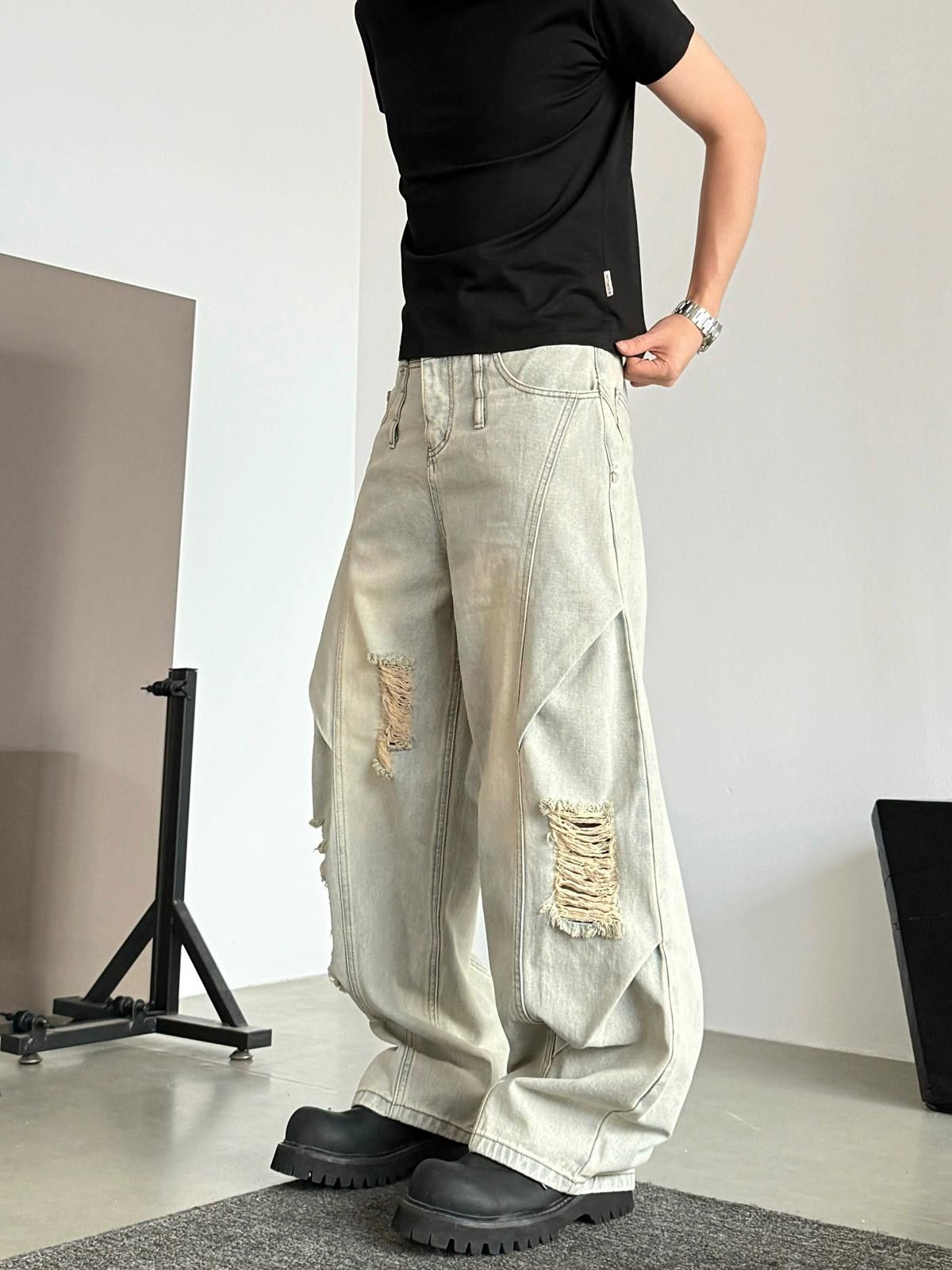 Other Distressed Ripped Wide-Leg Jeans Size US 30 / EU 46 - 3 Thumbnail