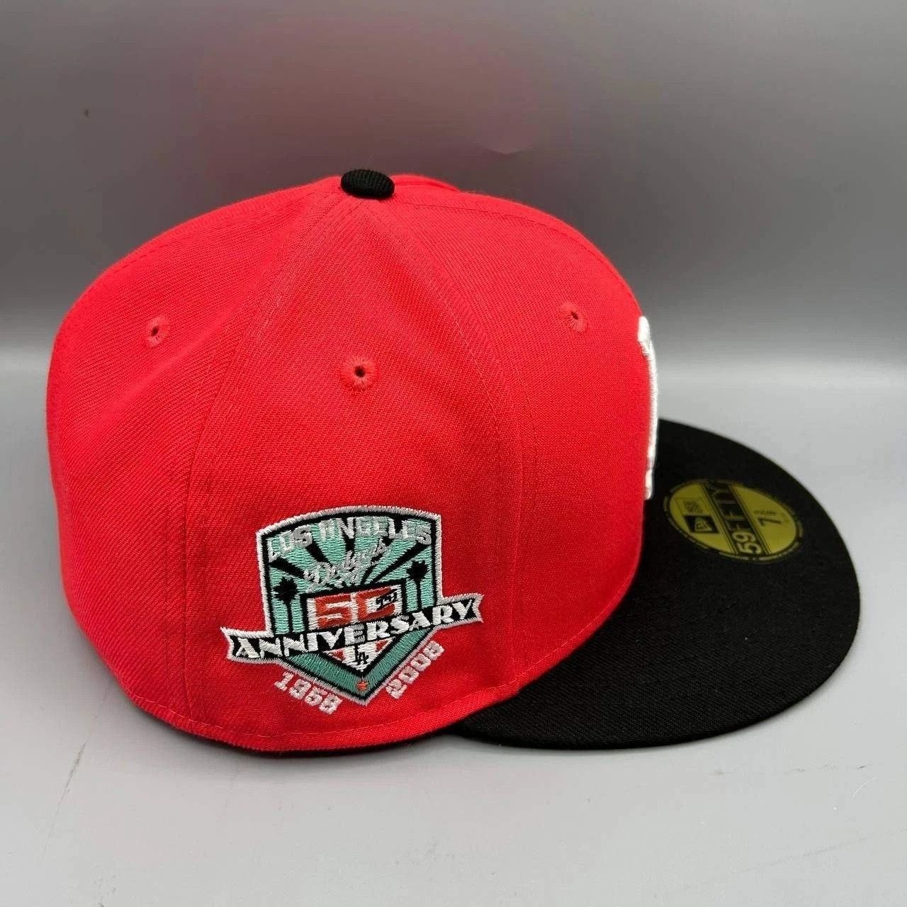 New Era Los Angeles LA Dodgers Hat Men 7 3/8 Red MLB Fitted Cap New Size ONE SIZE - 7 Thumbnail
